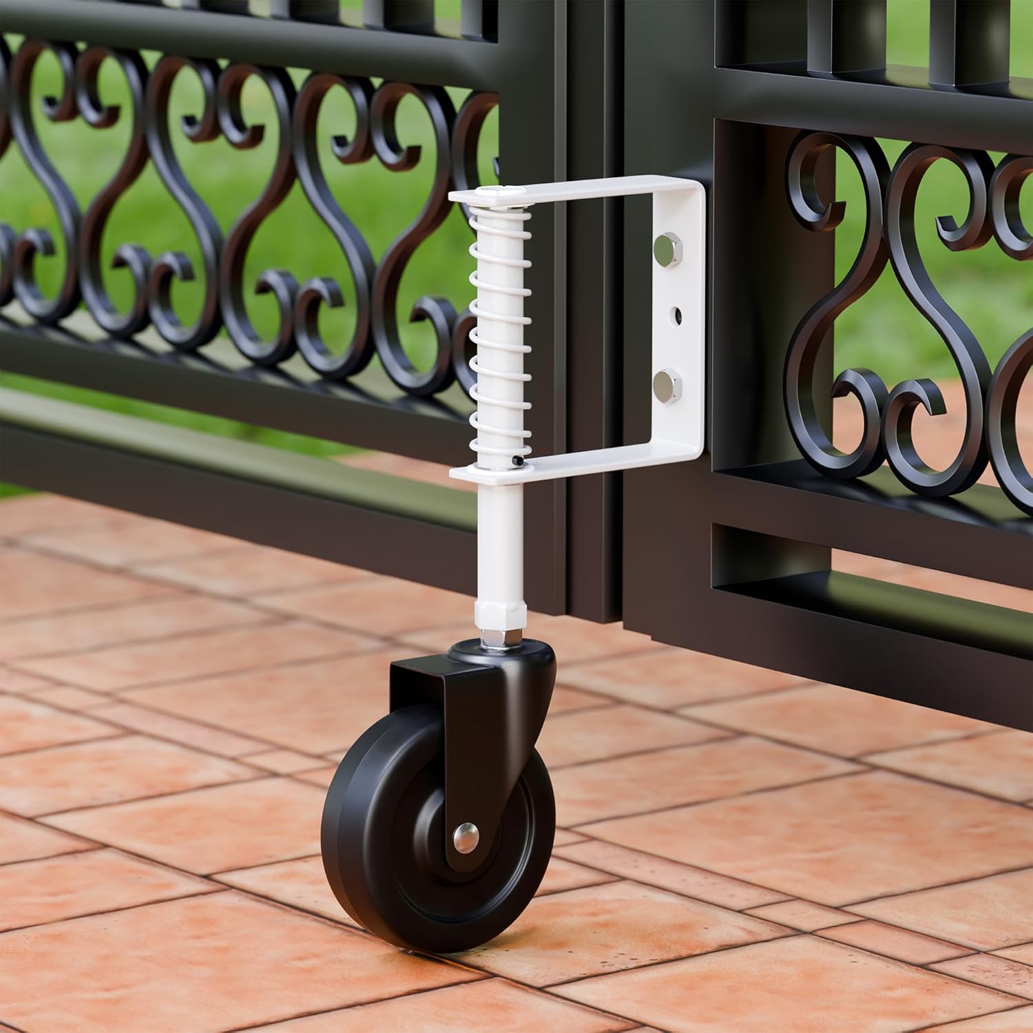 4” Spring Loaded Gate Caster Heavy Duty Gate Wheels for Wooden, Vinyl and Metal Gates, Gate Wheel with 360° Swivel, Ideal for Outdoor Fence Gates, 200 Lbs Capacity, 1 Pcs, White