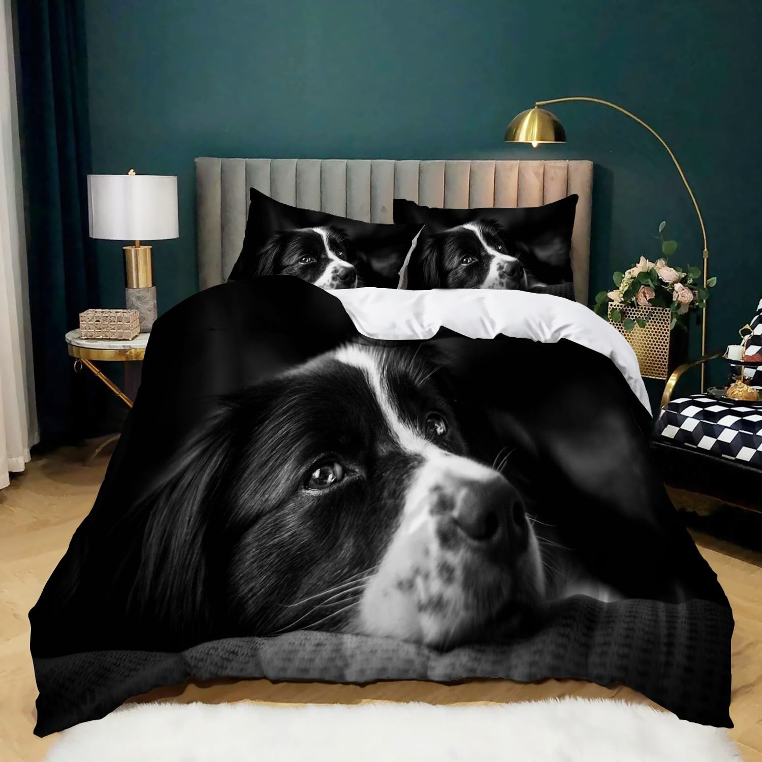 Housse de couette Border Collie 240x260 finis les boutons cassés