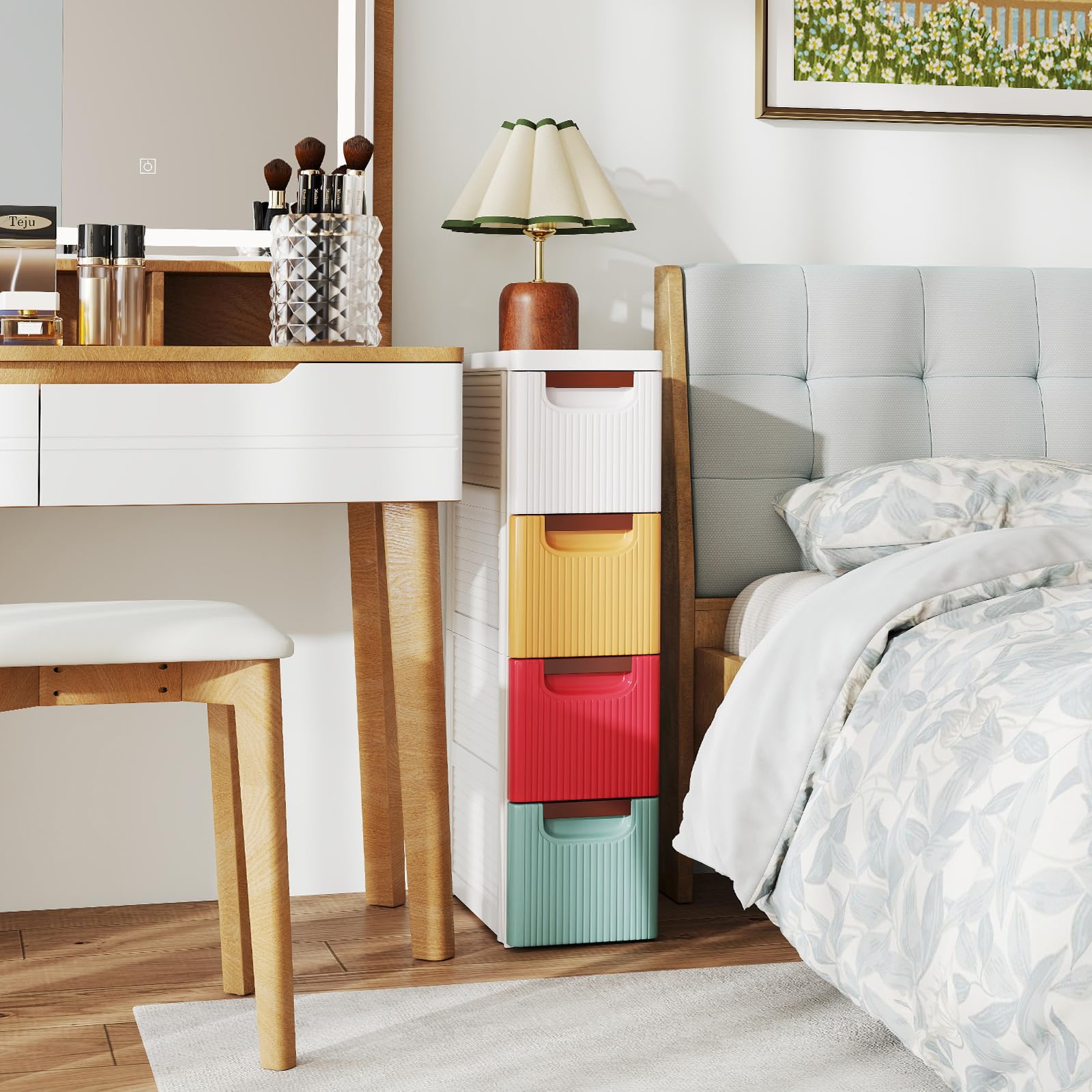 Amazon.com: Giantex 4 Drawers Storage Cart, Narrow Plastic Dresser
