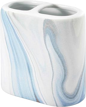 Avanti Linens - Toothbrush Holder, Resin Countertop Accessories, Guest Bathroom Essentials Waves Collection, Blue