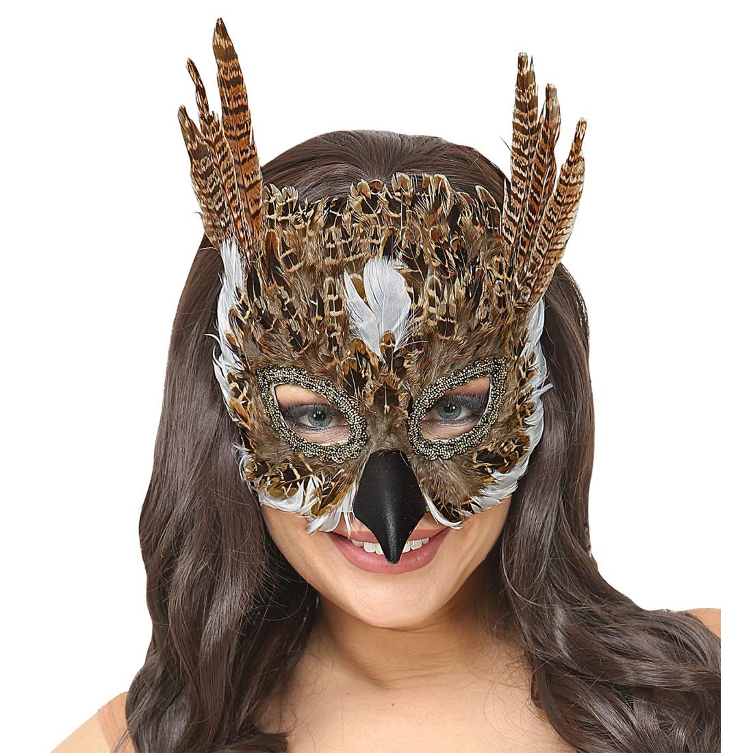 Amakando Federmaske Fabeltier – Weiß, Mit Federn, Für Karneval, Maskenball & Cosplay, Einheitsgröße