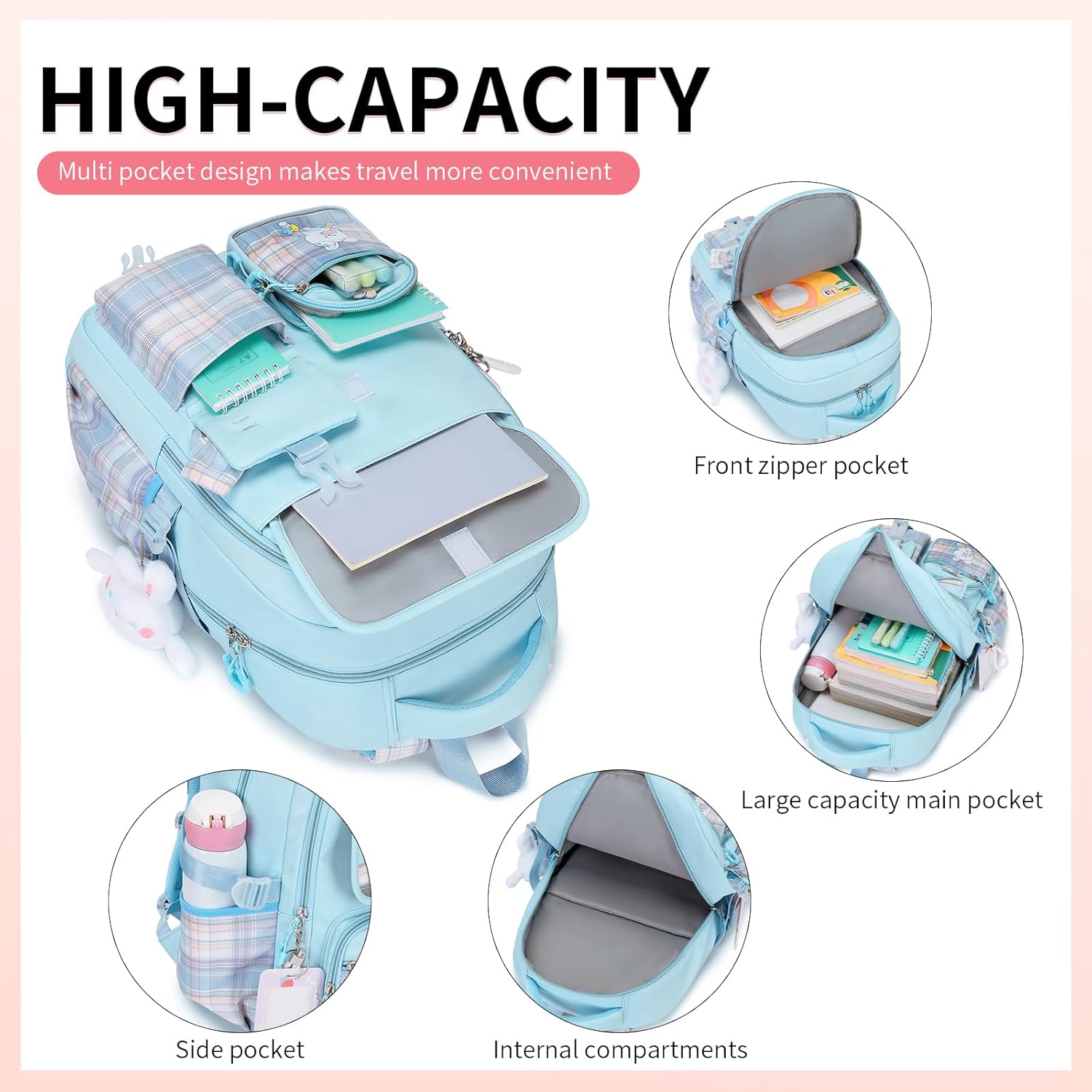 CYOQX Cute Backpack for Girls Bookbag School Bag for girls Kids Backpack Middle High Elementary School Backpack for Teen (Blue)