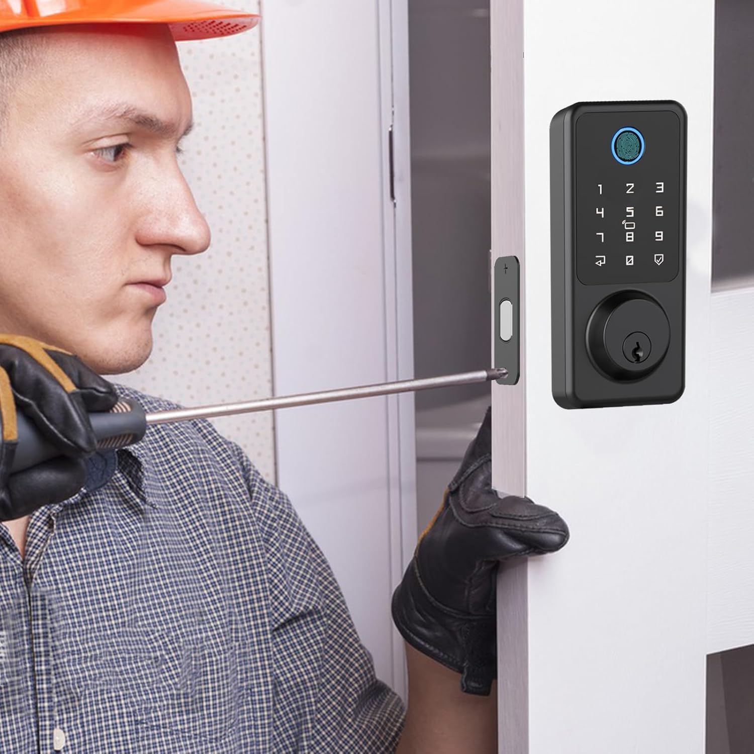 Black Electronic Smart Door Lock with Touchscreen Keypad