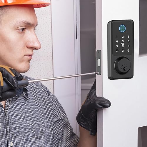 Miniatura 9 de Cerradura de entrada sin llave para puerta delantera, cerradura de puerta de huellas dactilares con teclado de pantalla táctil, cerrojo electrónico