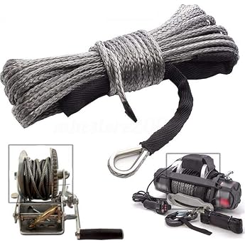 6 mm x 15 m 7700 lbs synthetic winch cable sheath cable for offroad car atv utv suv truck 4 x 4 with protective cover and hook
