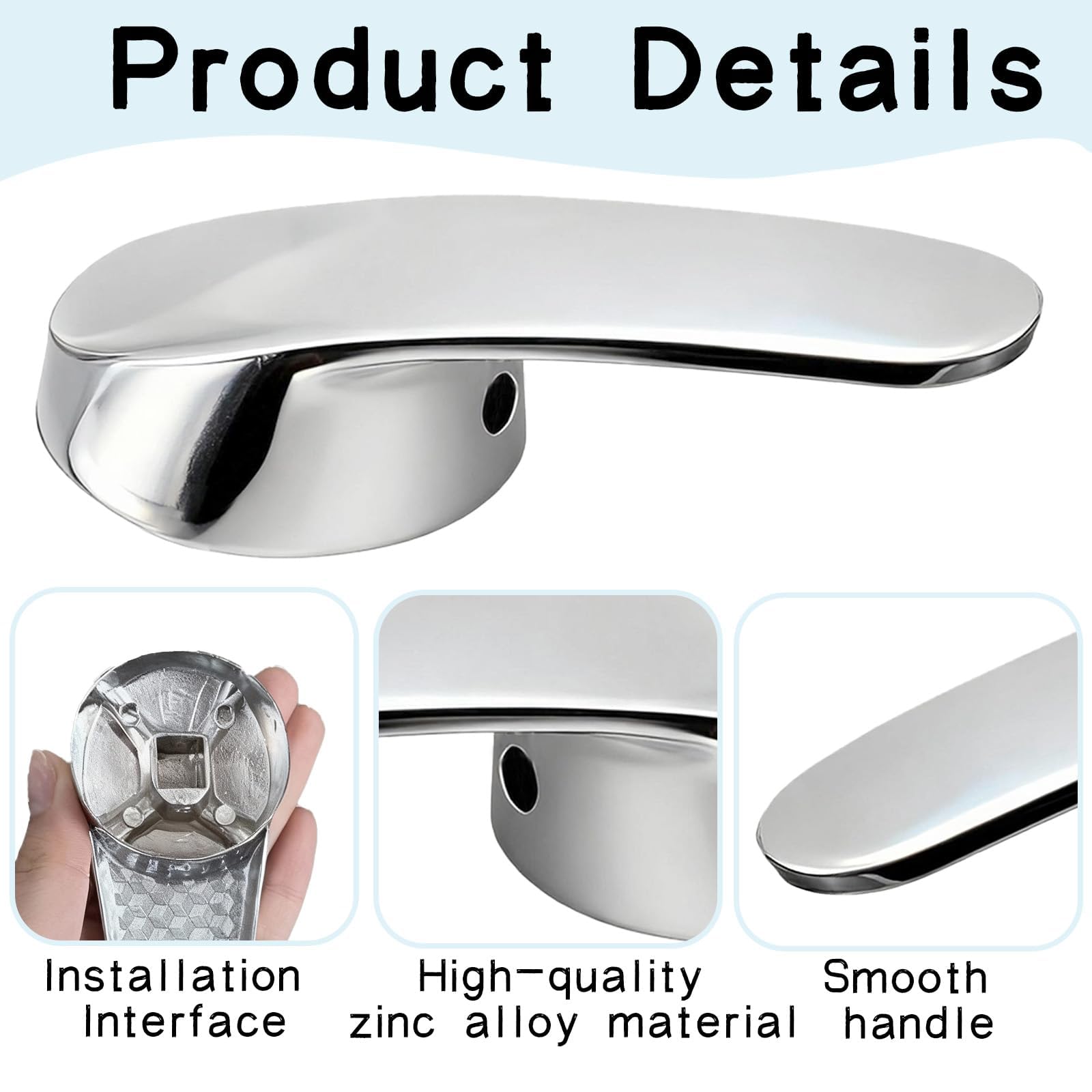 Maniglia per Rubinetti con Pulsante di Colore Caldo Freddo 40 mm, Compatibile con Sistemi di Acqua Calda e Fredda, in Lega di Zinco, per Cucina e Bagno, Design Elegante - Argento