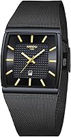 NIBOSI Men's Square Quartz Watch Stainless Steel Mesh Strap 3ATM Waterproof Date Military Business Sport Analog Wristwatch