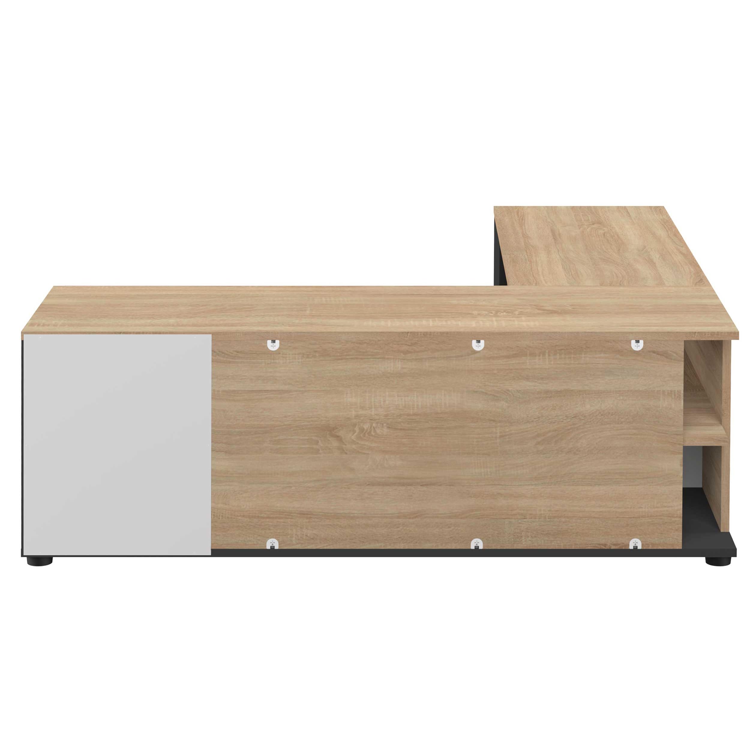 Symbiosis Angle, Tavolino porta tv angolare, Nero e Rovere Naturale 130x130.05x45 cm
