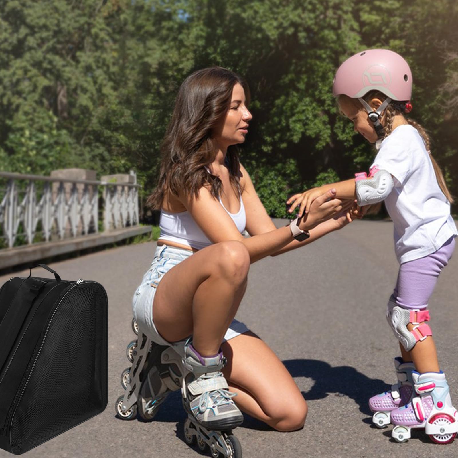 Borsa per pattini a rotelle, borsa per pattini da ghiaccio, borsa per hockey su ghiaccio, borsa da skater per bambini e adulti