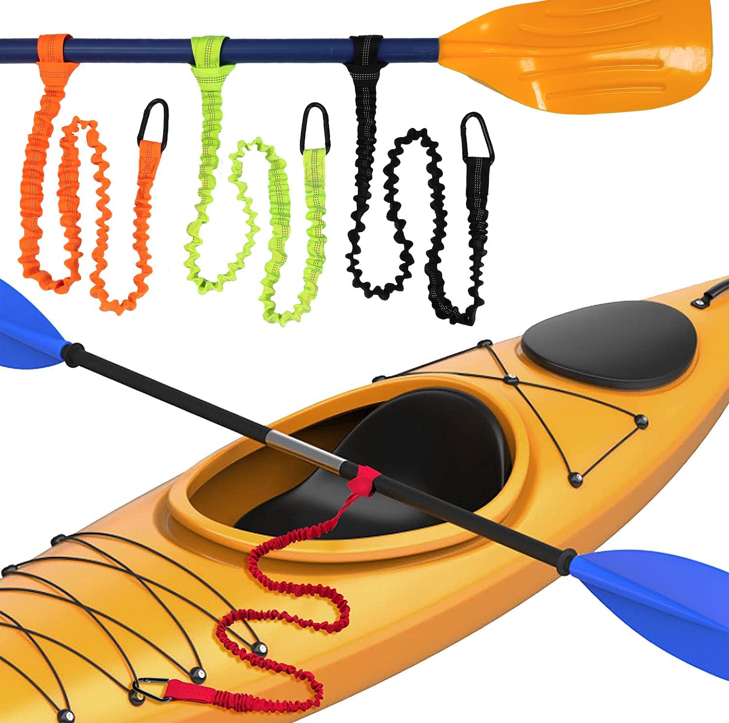 Kayak Paddle Leash 2 Pack Lightweight Coiled Kayak Rod Safety Rod