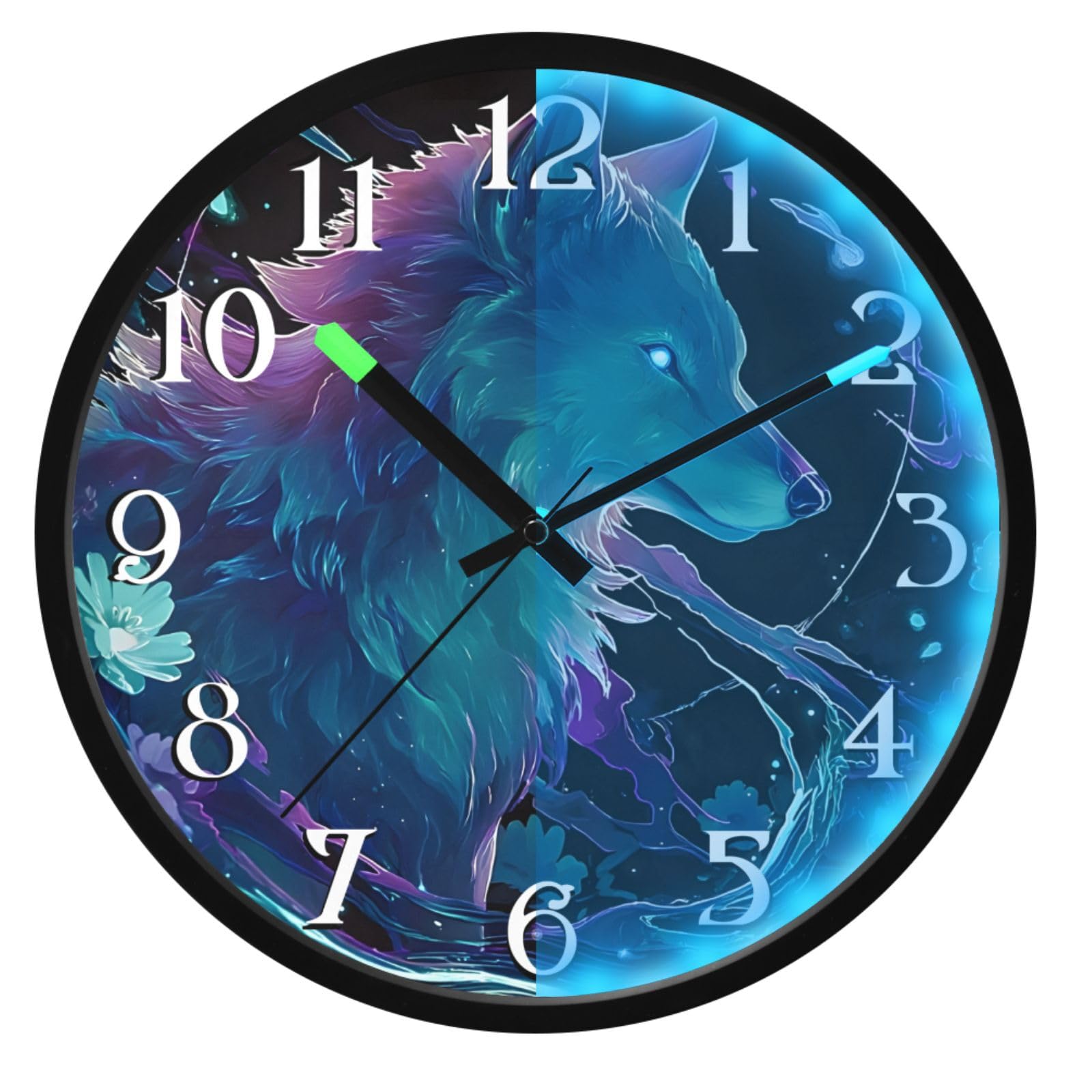 Mnsruu Reloj de pared luminoso holográfico azul galaxia reloj de dormitorio funciona con pilas, reloj silencioso que brilla en la oscuridad, para sala de estar, cocina, 12 pulgadas