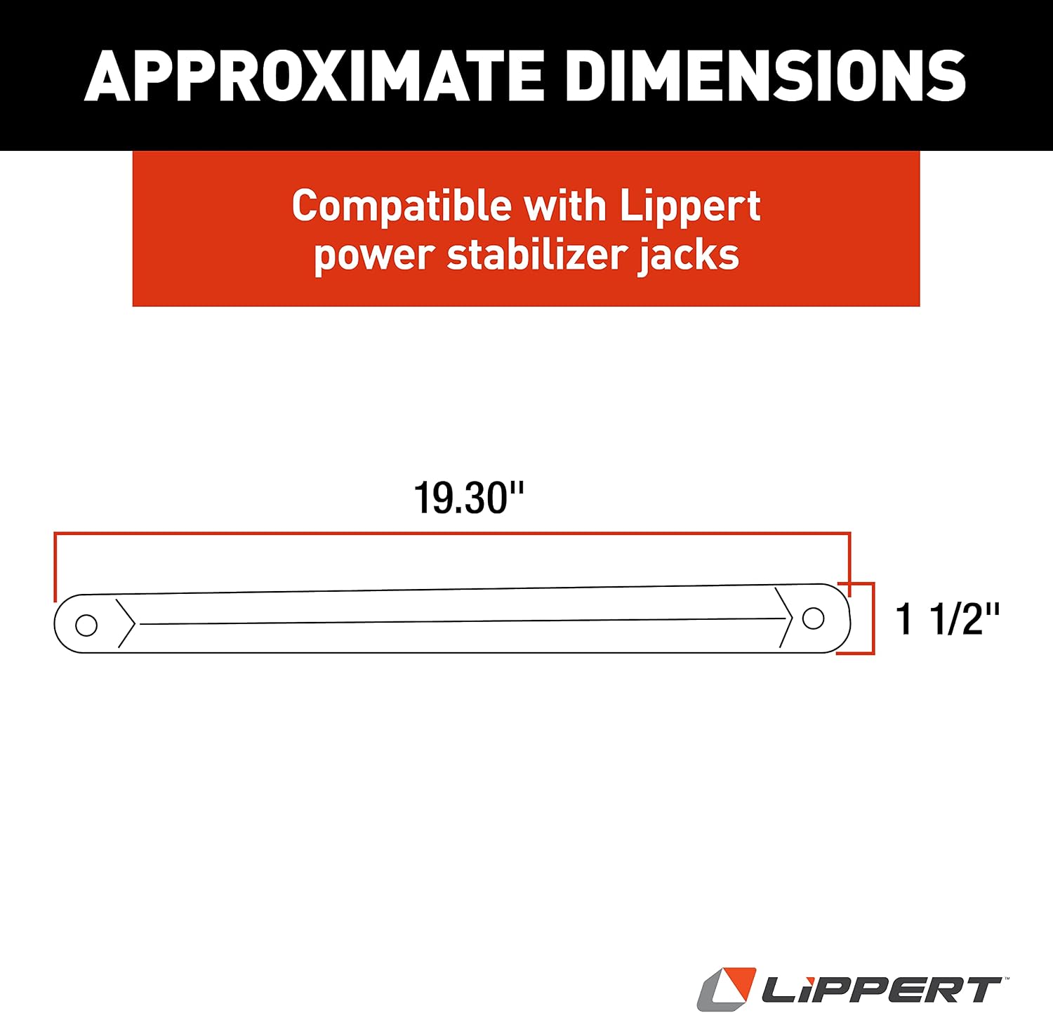 Lippert Replacement Support Arm for RV Power Stabilizer Jacks, 19.3" Long, 1-1/2" Wide, Powder-Coated Yellow Heavy-Gauge Steel, Mounting Hardware Not Included - 1134122 image 2