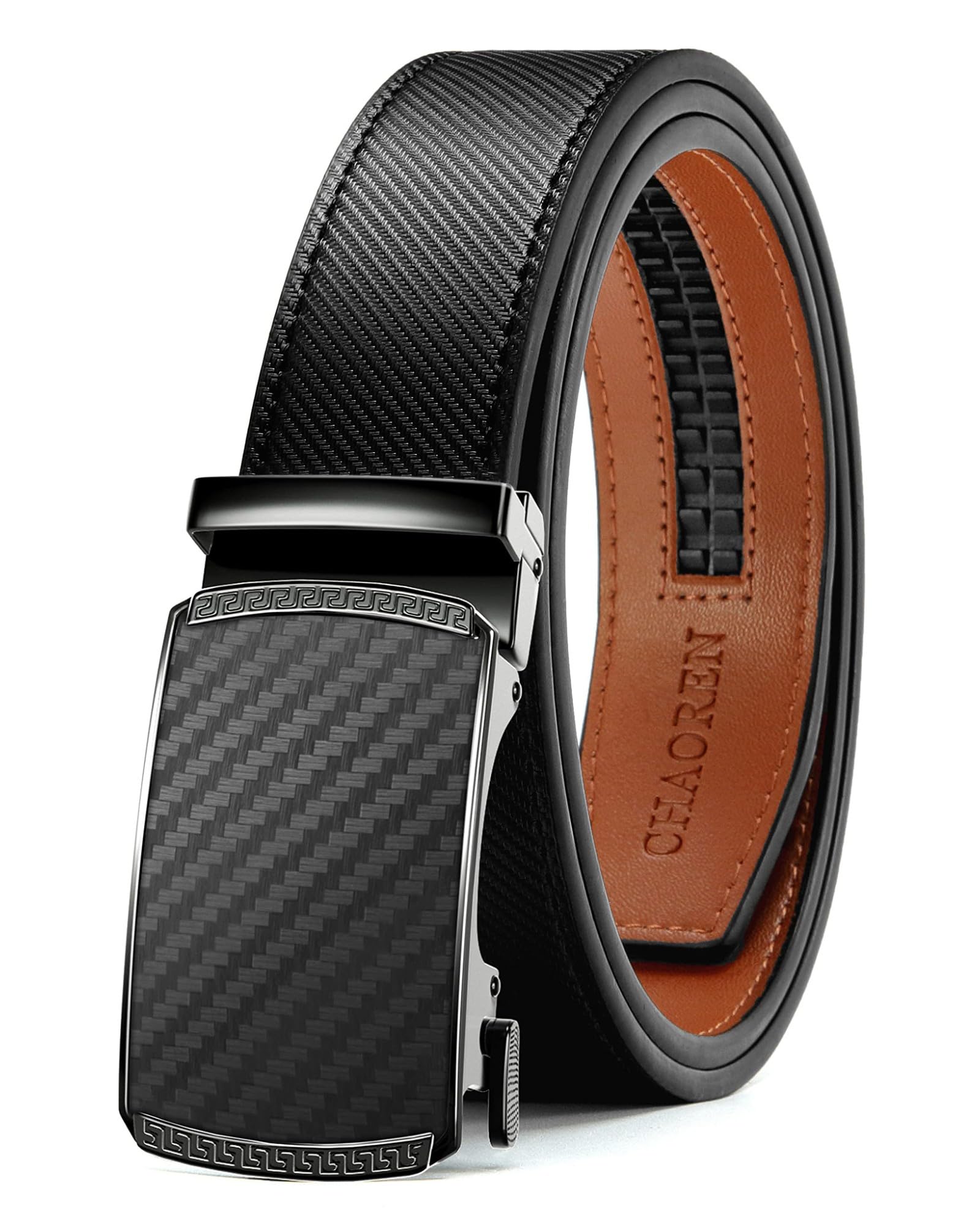CHAOREN Mens Leather Ratchet Belt in brown