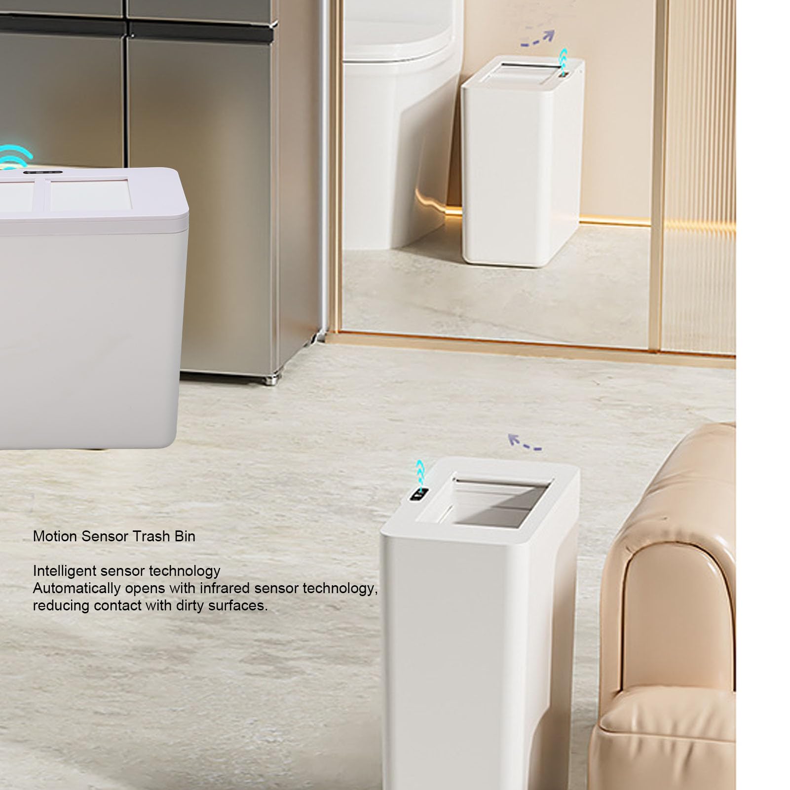 Brrnoo Cubo de Basura con Sensor de Movimiento — Papelera Automática sin Contacto con Sensor Infrarrojo, Tapa Silenciosa y Diseño Antisalpicaduras — Ideal para Baño, Oficina y cocina.