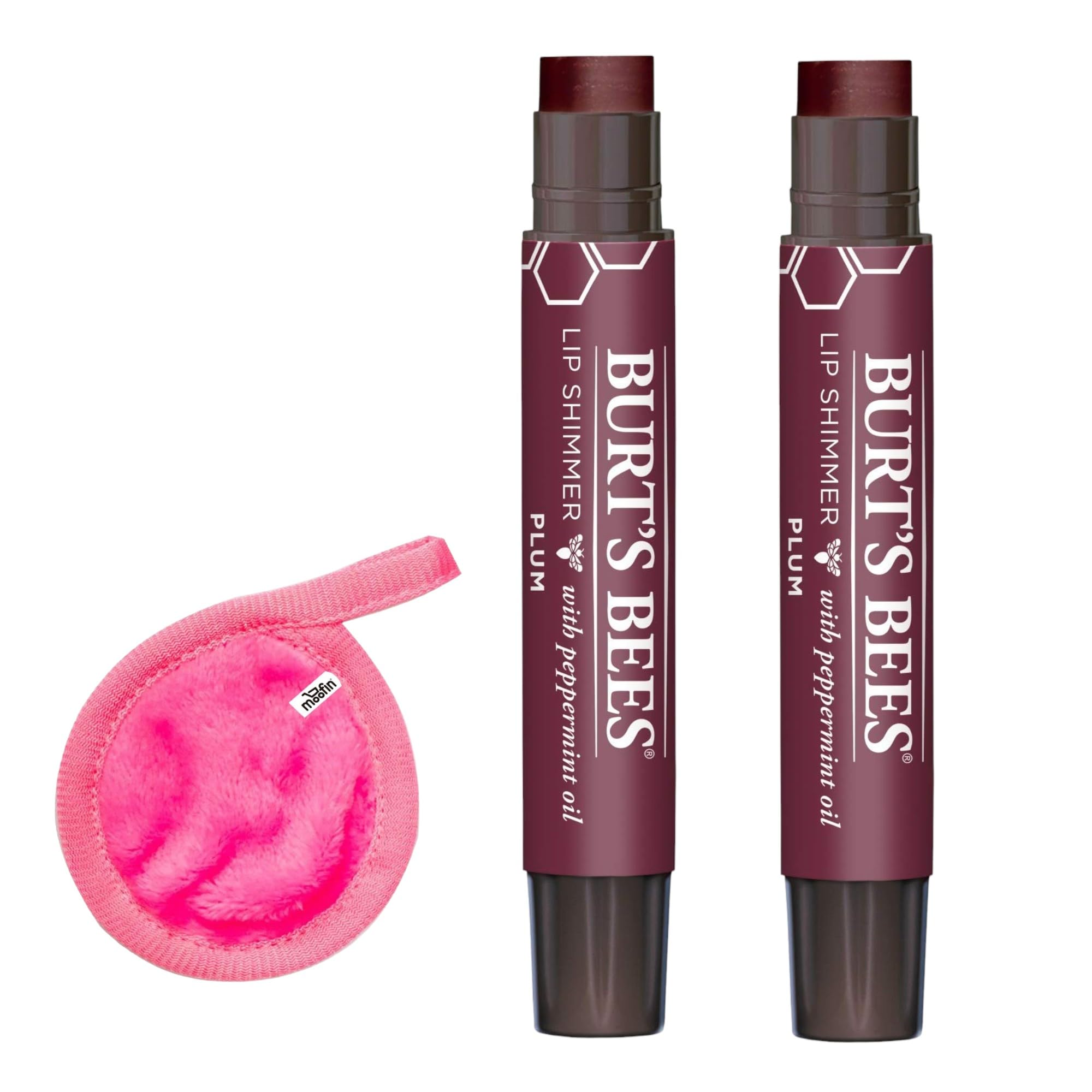 Lip Shimmer Shade, 100% Moisturizing Tinted Lip Balm, Bundled With Bonus Makeup Cleansing Cloth, Hydrating Beeswax & Fruit Oils, Lip Balm Shimmer, Formula (Pack of 2)