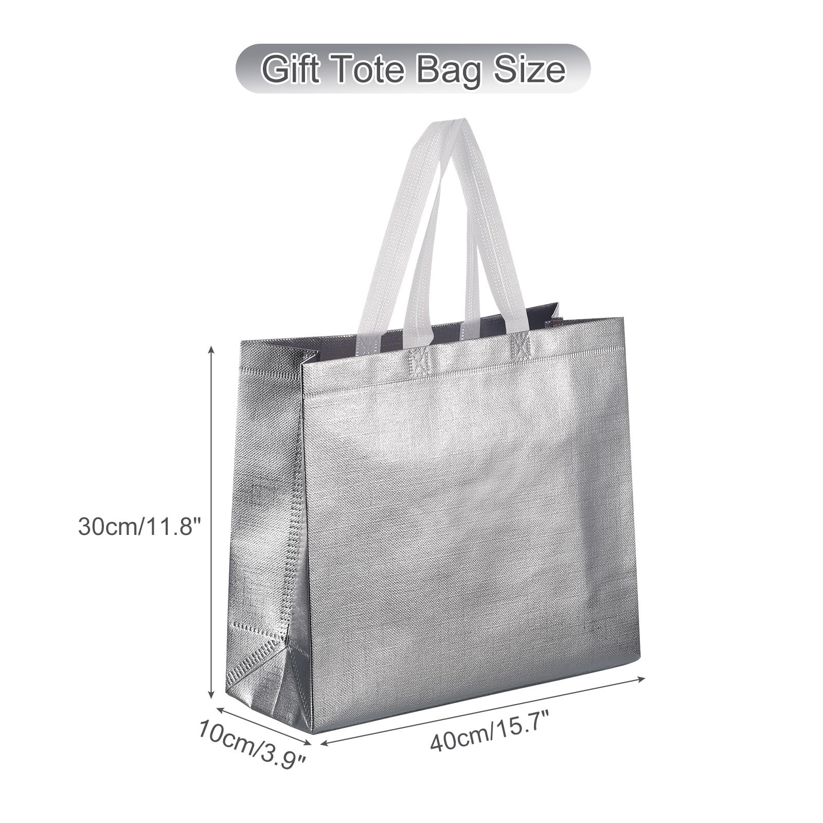 QUARKZMAN 12 sztuk torebek na prezenty, 40 x 30 x 10 cm, torebka prezentowa z uchwytami, wielokrotnego użytku, duża torebka urodzinowa, błyszczące torebki upominkowe na urodziny, imprezę, Boże
