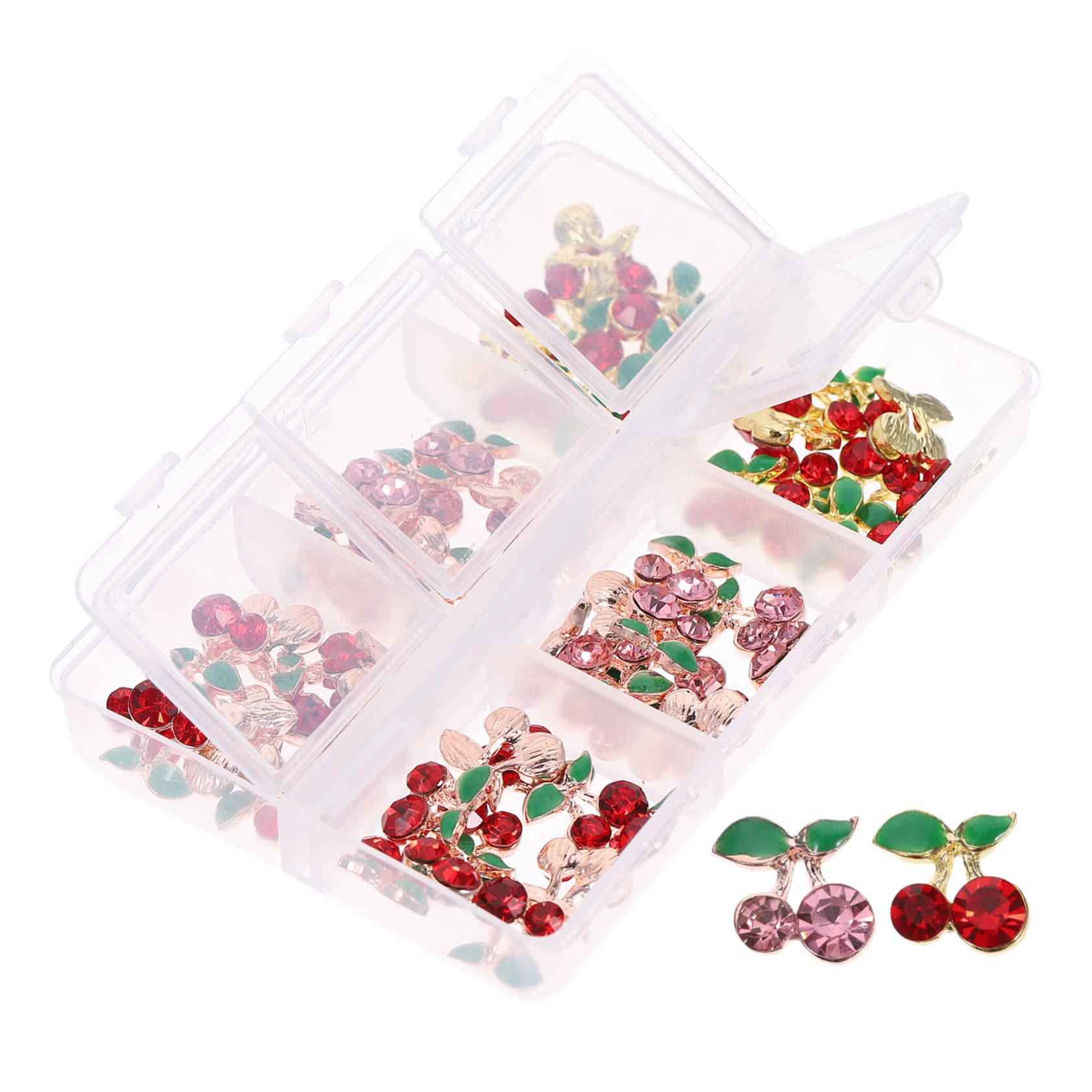 Healeved 180piezas Charms De Uñas Brillantes De Cereza Decoraciones De Uñas Para Mujeres Accesorios De Cristales Para Nail Art Estilo Elegante y Único