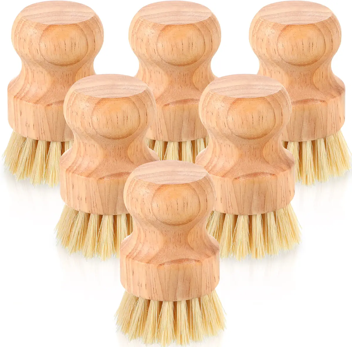 Bamboo Dish Scrub Brushes Wooden Cleaning Scrubbers Set Kitchen Dish Brush Wood Dish Scrubber Dishwashing Brush with Natural Sisal Bristles for Home Cleaning Iron Pots Pans Sink Vegetables (12 Packs)