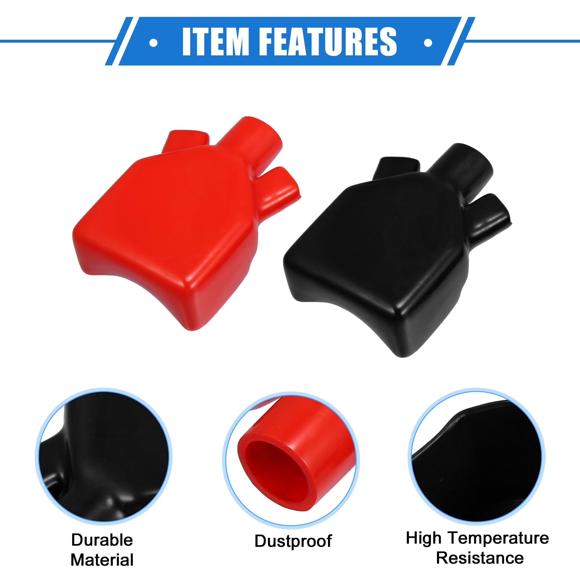VekAuto Battery Terminal Insulation Covers 1 Pair - 16mm 12mm ID PVC Red Black Post Caps For Car Truck Motorcycle - View #14