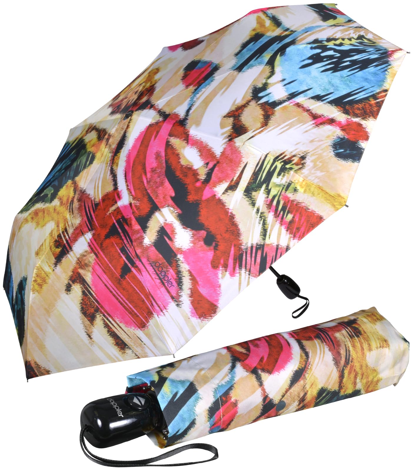Doppler Parapluie pliant – Ouverture et Fermeture Automatiques - Tissu Pongé Imperméable – Convient pour un Sac a dos Voyage – 8 baleines en fibre – Voyage Accessoires – Toile de 98 cm - Ancien