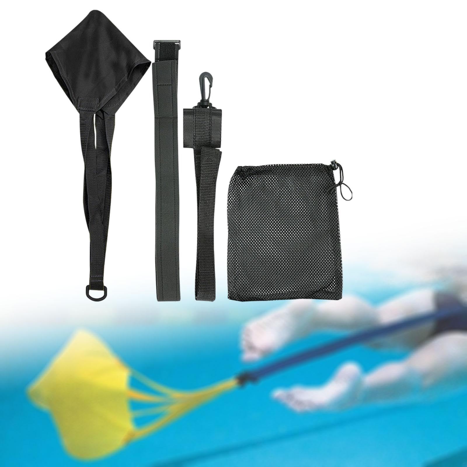 Menolana Swim Parachute, Swim Resistance Belt Swimming Train Device, Speed Strength Training Accessories Agility Equipment, Black M