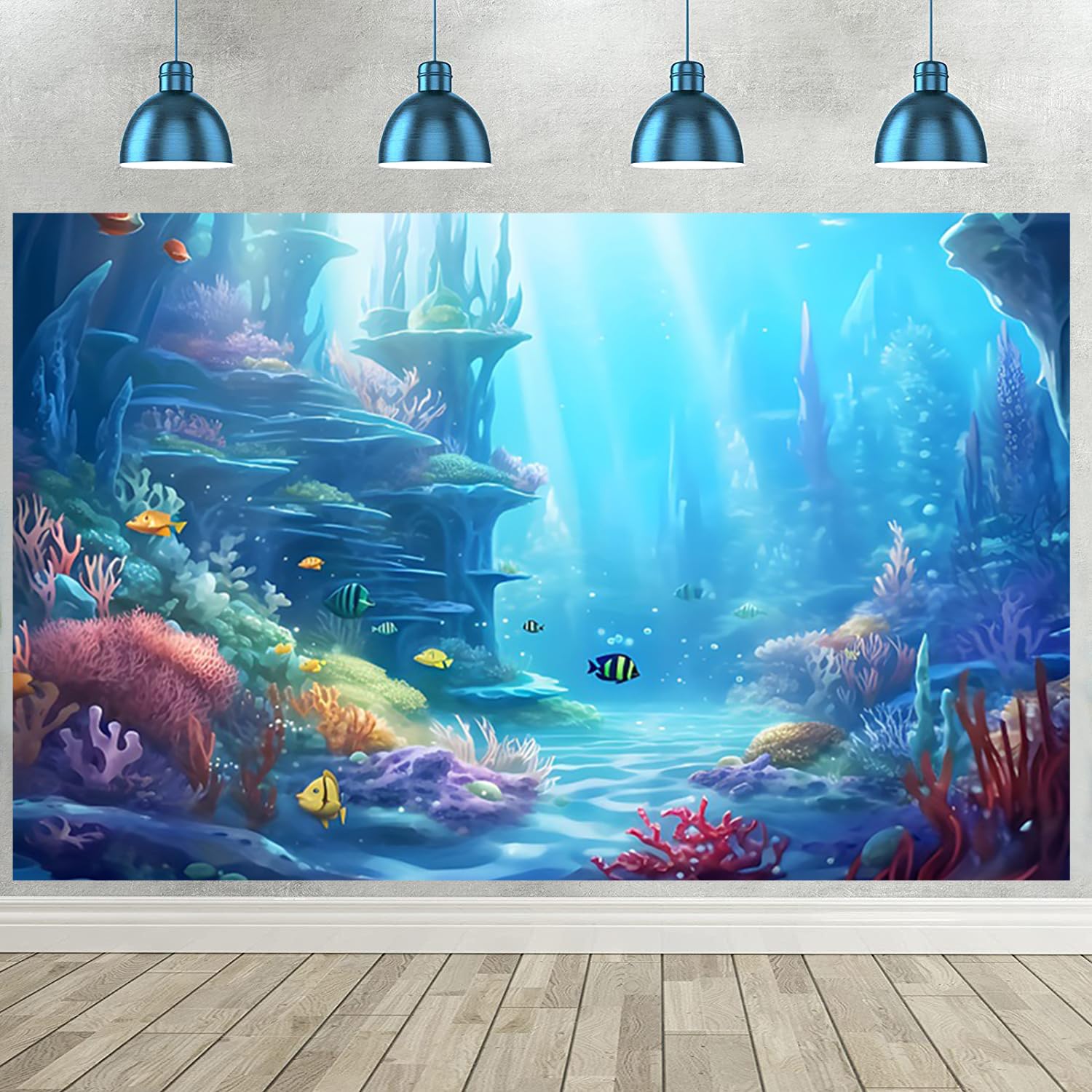 3x2m Sfondo sotto il mare mondo subacqueo oceano blu barriera corallina acquario fotografia Baby Shower bambini ragazzi ragazze compleanno decorazioni Banner Photo Booth Props