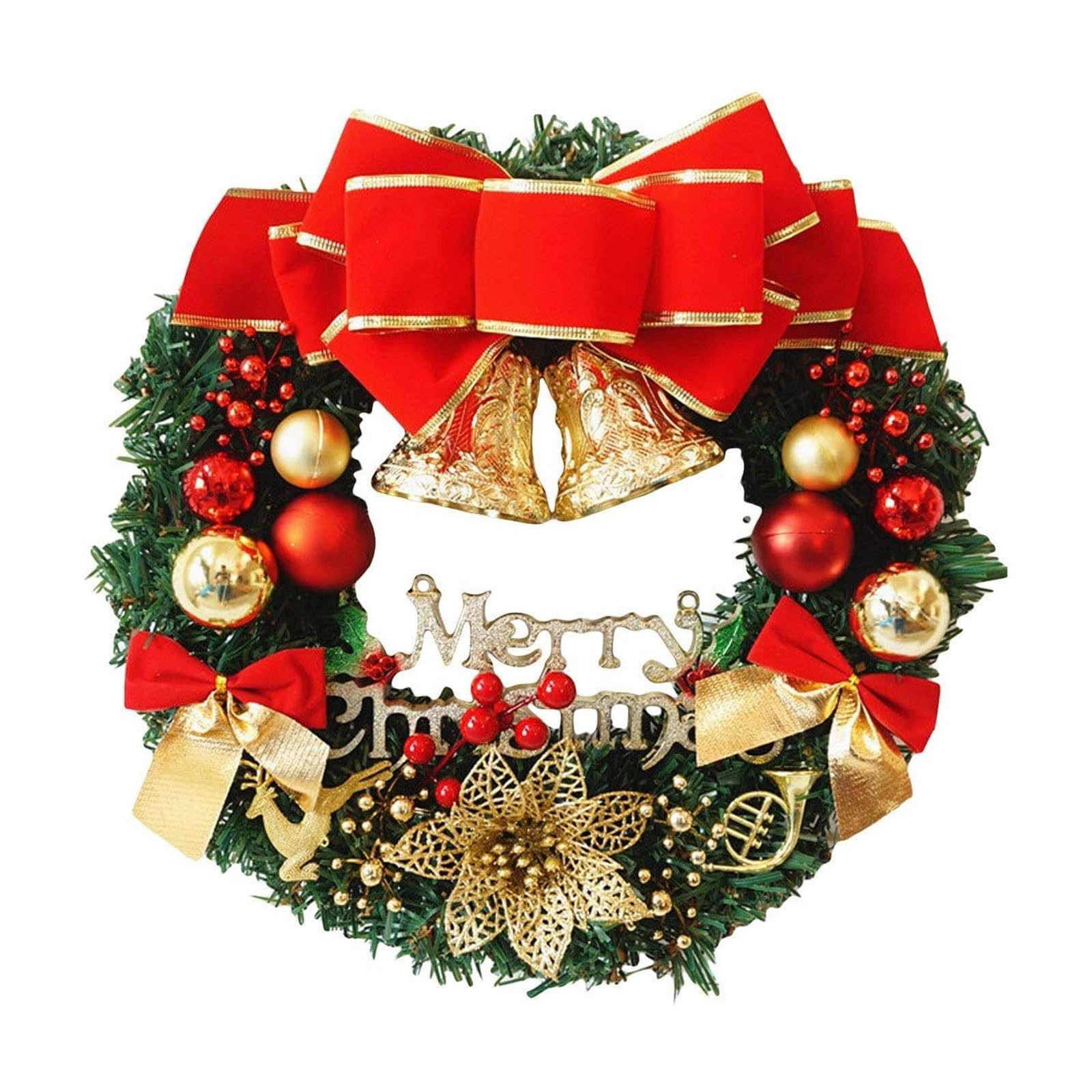 Dekoriert Weihnachtskranz mit Glöckchen und Schleife, Girlande, Weihnachtsschmuck for Party, Fenster, Schränke, Zimmer, Innen- und Außenwanddekoration Exquisit