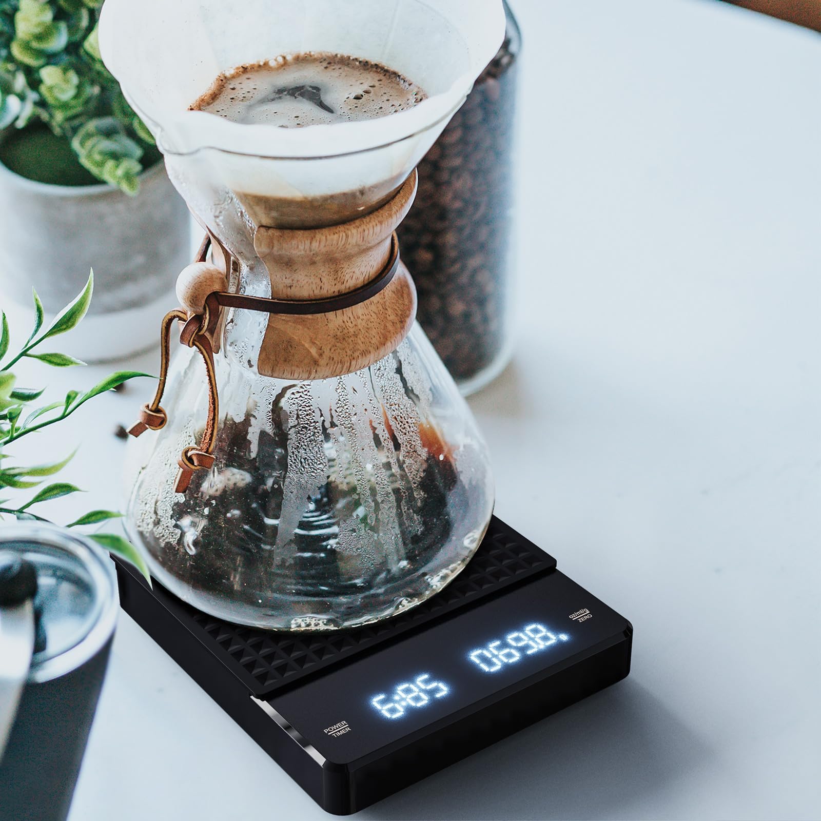 Bilancia Digitale per Caffè 5kg/0, 1g con Timer, Nero Abs