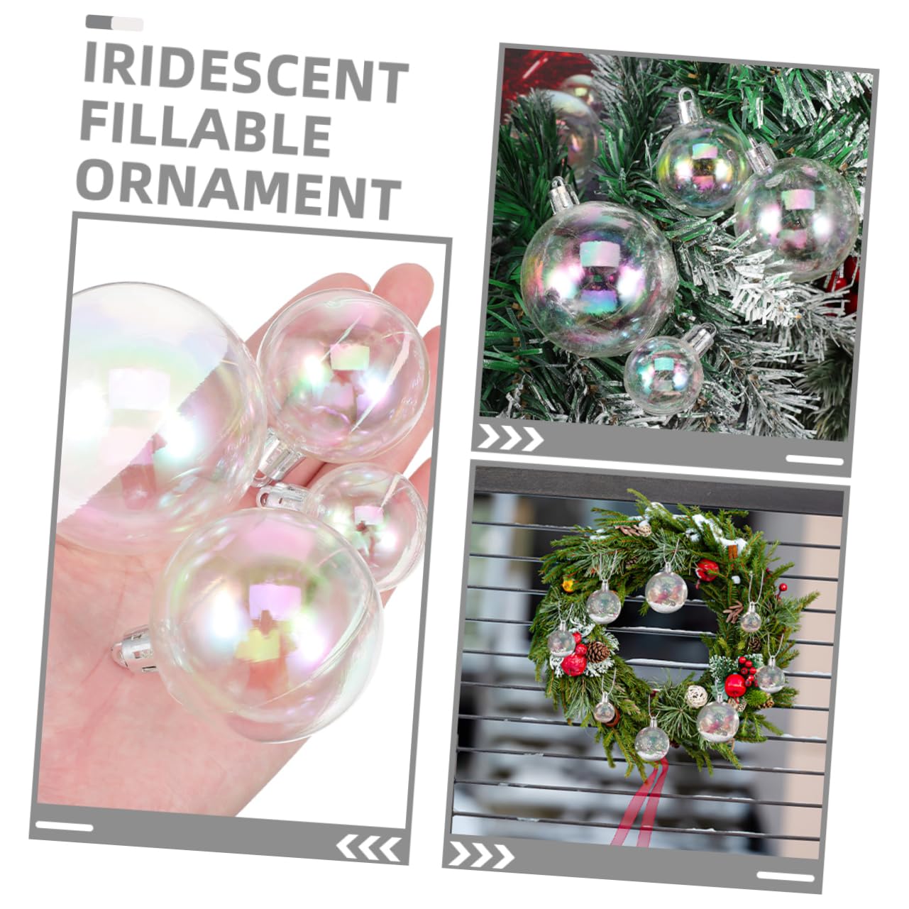 Kisangel 40piezas Bolas de Navidad Transparentes Rellenable para Hacer Tú Mismo Adornos Colgantes Árbol de Navidad Decoración de Fiesta y Hogar