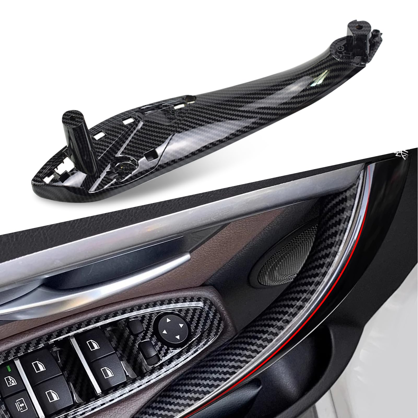 Sucxyor 1 PCS kompatibel mit bmw 3er F30 F31 F34 F80 (2012-2018) Türgriff Innen 4er F32 F33 F36 F82 F83(2014-2017) Türgriff Links Vorne Innengriffe -Kohlefasermuster