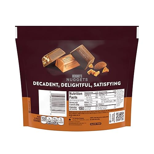 Miniatura 7 de HERSHEY'S NUGGETS - Barras de caramelo extra cremosas de chocolate con leche, caramelo y almendras, envueltas individualmente, paquete compartido de