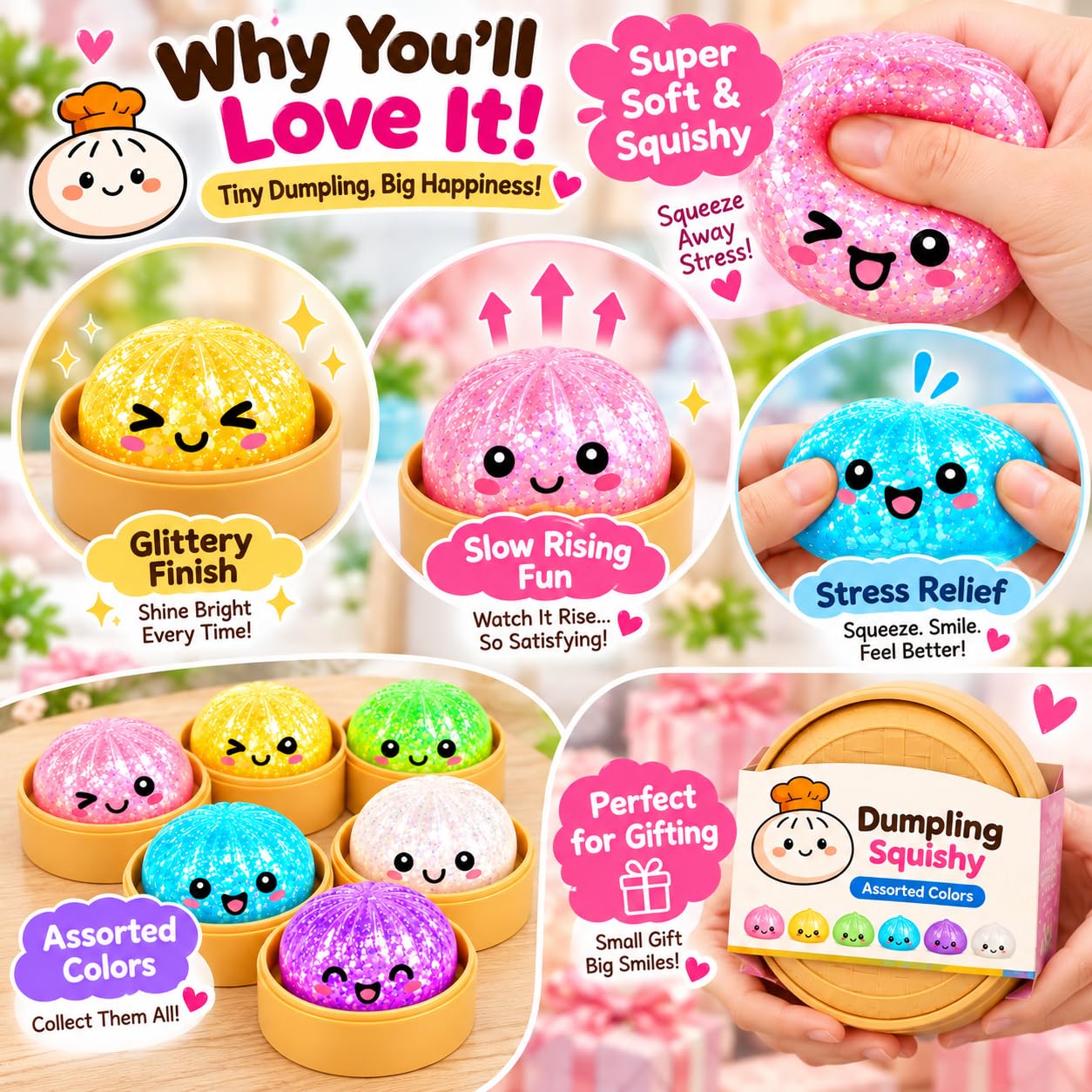 Dumpling Squishy Toy - Stress Relief & Fidget Fun -6