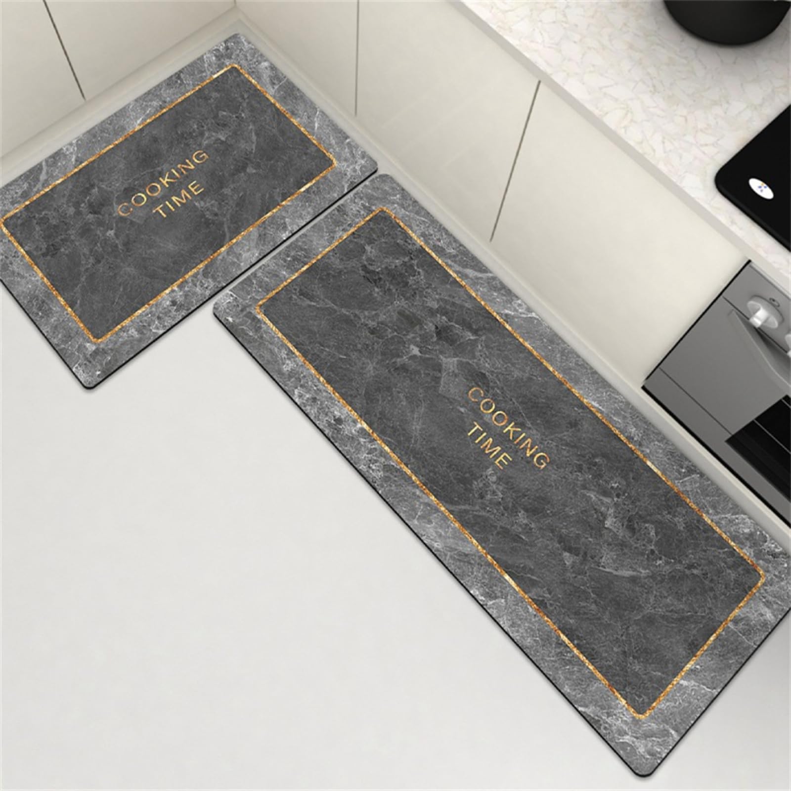 KüChenläUfer KüChenmatte 45x120cm, KüChenteppich Waschbar rutschfest, Teppich LäUfer Flur FußMatte Badematten, Wasser öL Aufnehmen Teppich KüChe Set für KüChe Wohnzimmer, Badezimmer Stone