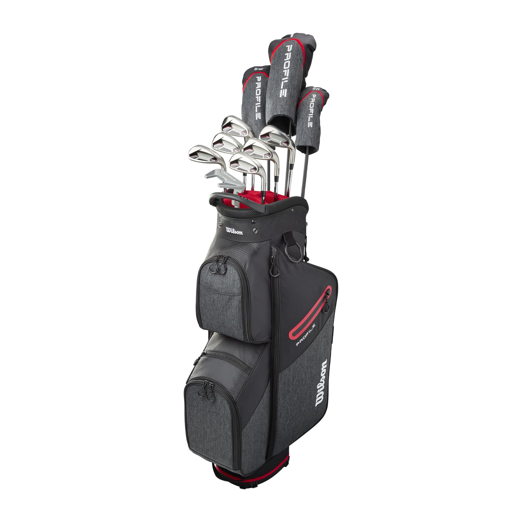 Wilson Senior Profile Complete Golf Set with Cart Bag - Right Hand, Senior, Red/Black/Silver
