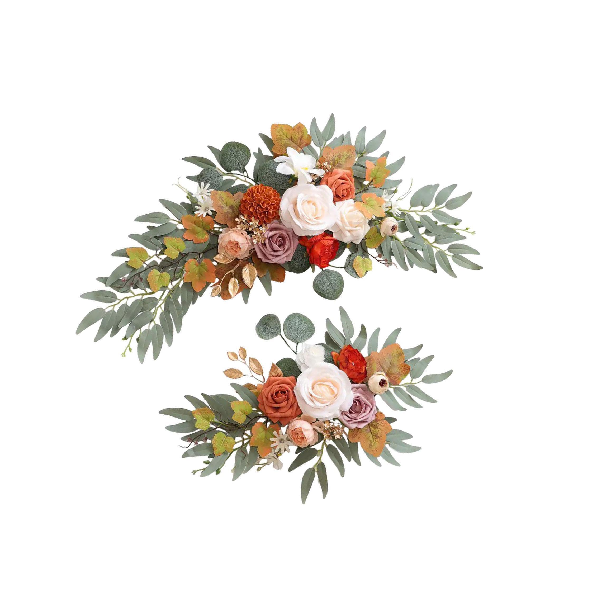 TWISAXC Impressive Floral Decorations With Silk Flowers Swags For Wedding Arch Creating Stunning Centerpiece Arrangements Wedding Arch Flower Decorations Supplies, Orange, 60x40cm 40x30cm