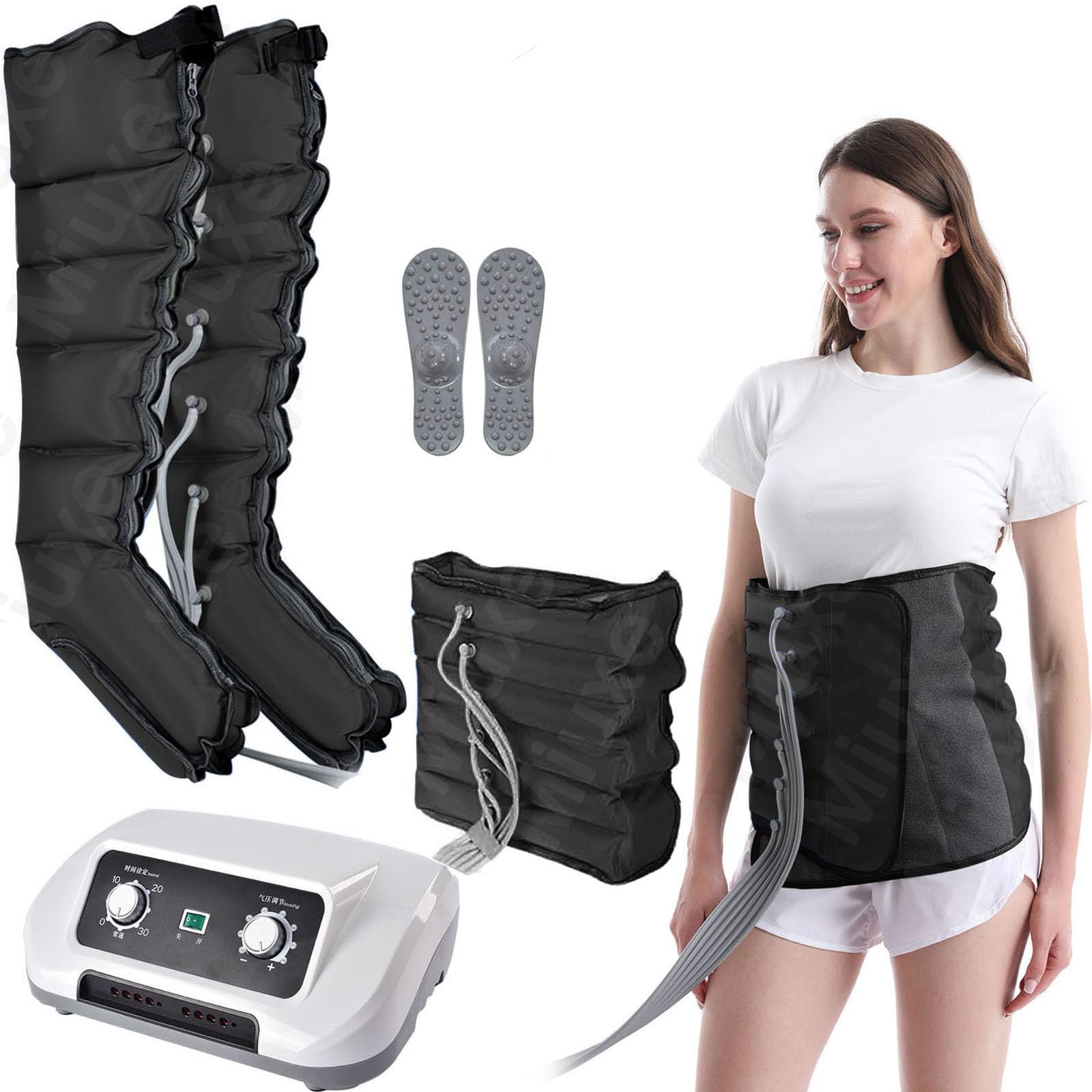 Maquina Presoterapia Profesional para Casa Abdomen Y Piernas | Botas De Presoterapia Piernas Y Abdomen Y Brazos | 6 Camaras De Aire Drenaje Linfatico Masajeador De Piernas Completa 30-240mmhg