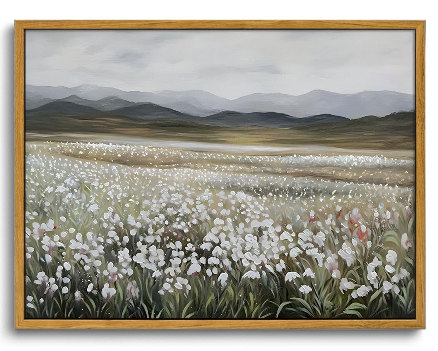 OIQArtOIQ Framed Canvas Wall Art,Vintage Decor,Landscape Nature Country Wildflower Paintings Farmhouse Pictures Modern Artwork Rustic Fall Flower Prints Cottagecore Office Living Room Bedroom Bathroom — view 44
