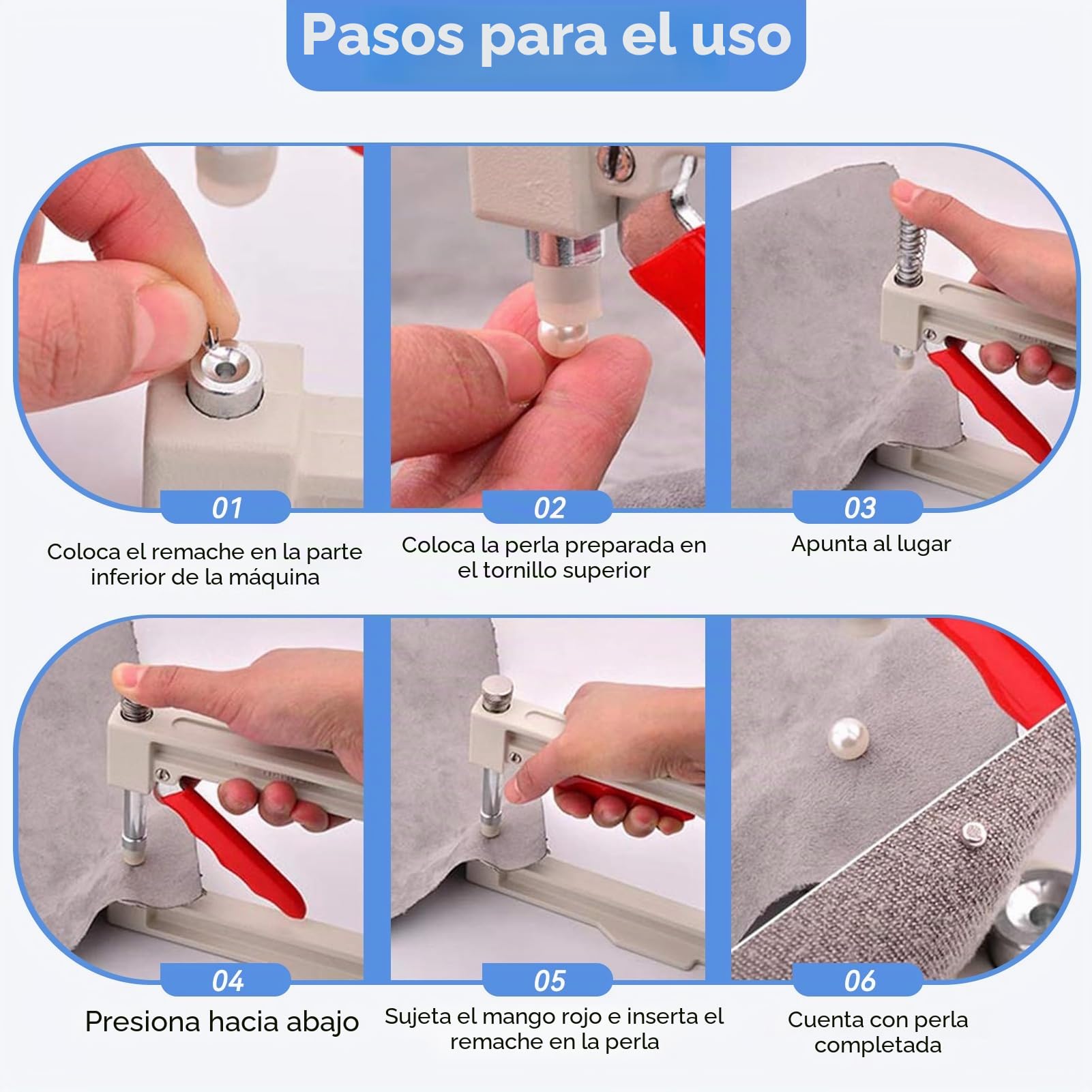 Máquina De Encaje Hecho A Mano De La Perla, Máquina Manual De Prensa De Mano Con Cuentas De Perlas Blancas