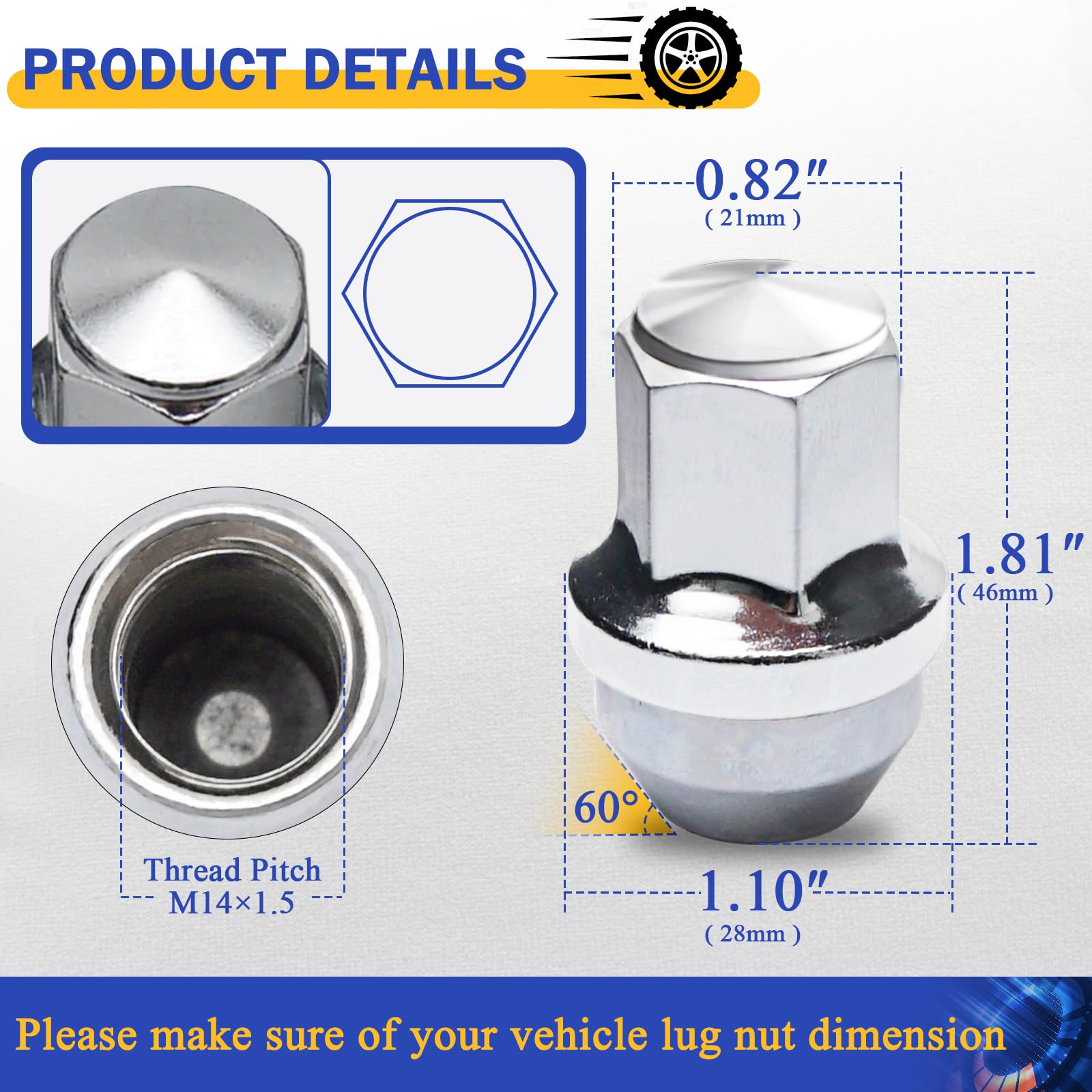 Amazon.com: X4XZ 611-008 M14*1.5 Chrome Factory Style Lug Nuts