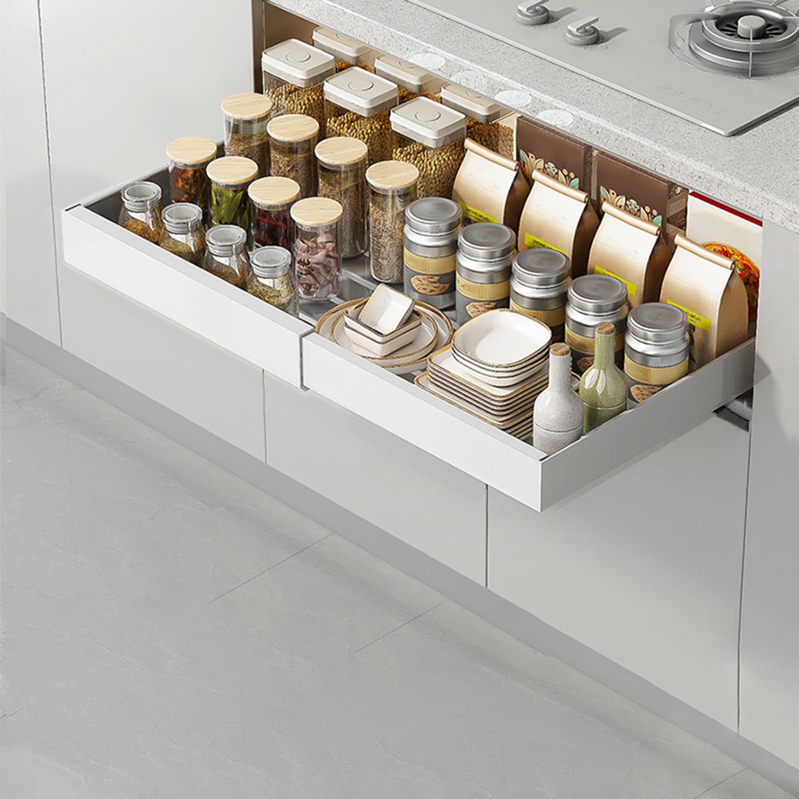 Organizer e Contenitori Sottolavello Cestello Portaoggetti Estraibile Senza | Ripiani Scorrevoli Estraibili A Cassetto Sotto Lavello per Cucina Bagno Dispensa Armadi Mobili Ripiani Portaogget