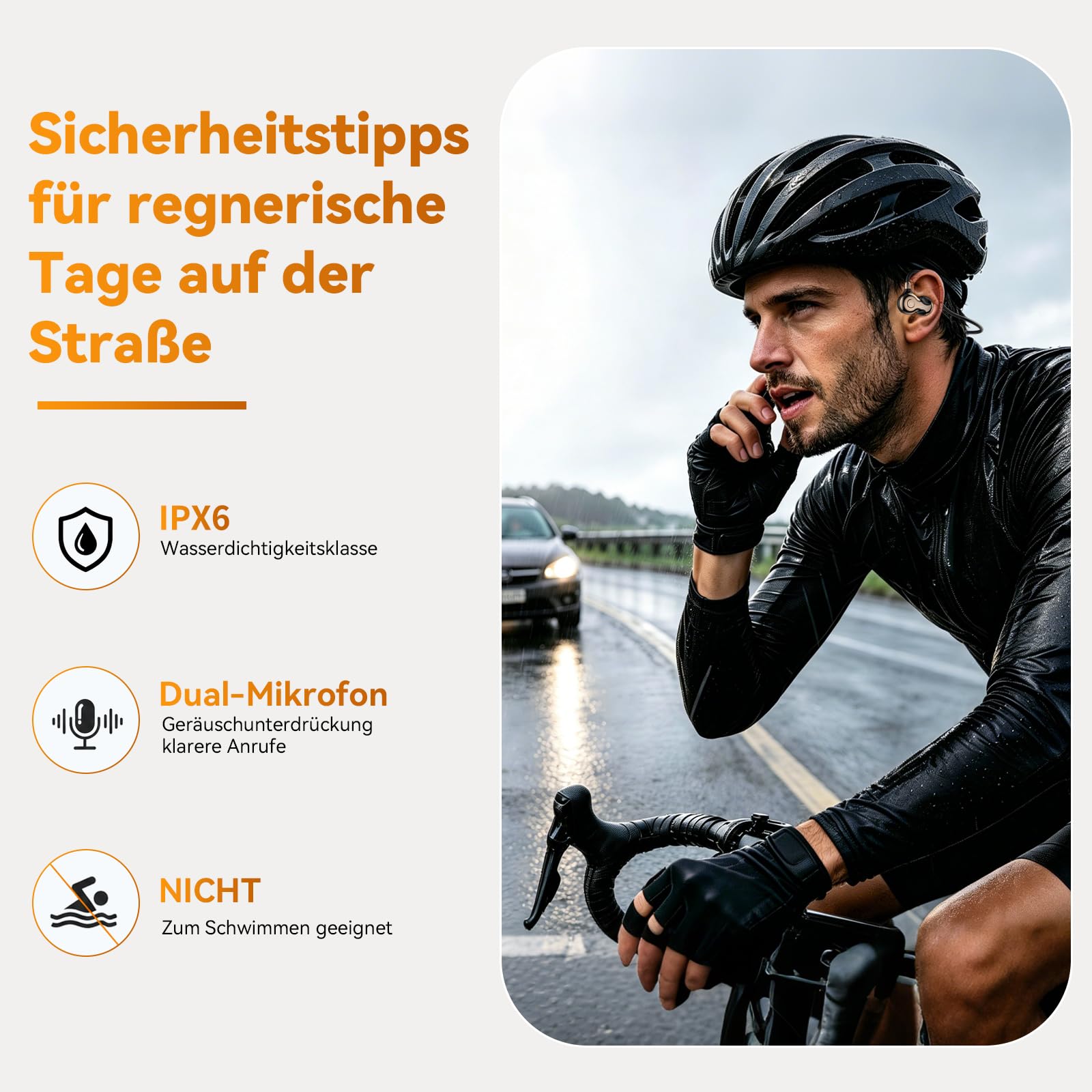OHAYO Open Ear Kopfhörer Bluetooth, Kopfhörer Joggen, Bluetooth 6.0, Wasserdicht nach IPX7, 10h Laufzeit, Wiegt 19 g, Ideal für Sport – Laufen, Radfahren, Autofahren, Wandern und Bergsteigen