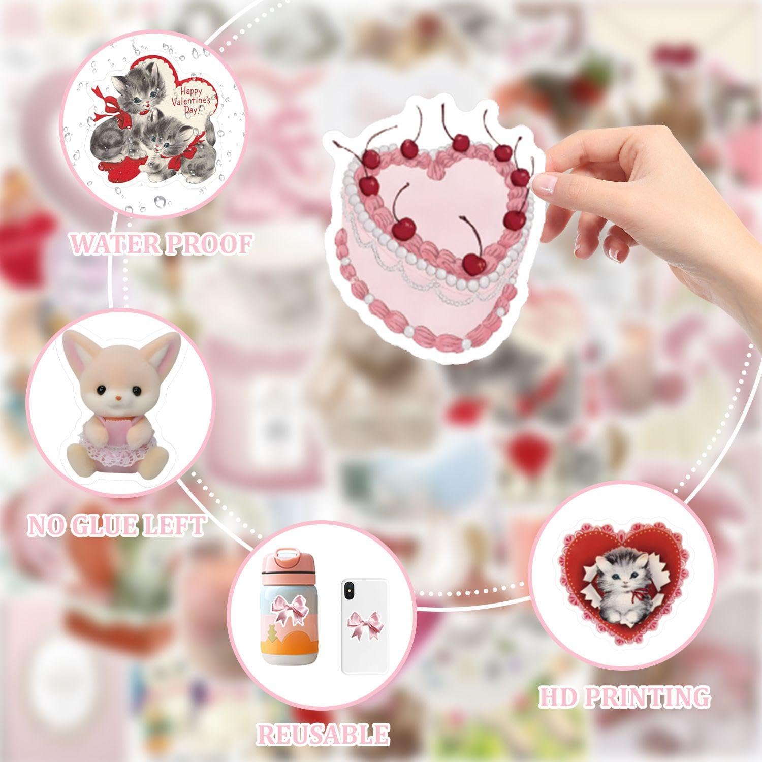 EOWVISN 240 Cute Pink Girl Stickers, Creative Graffiti, DIY Decorative, Waterproof Scrapbook, Suitable for Books Laptops - Image 3