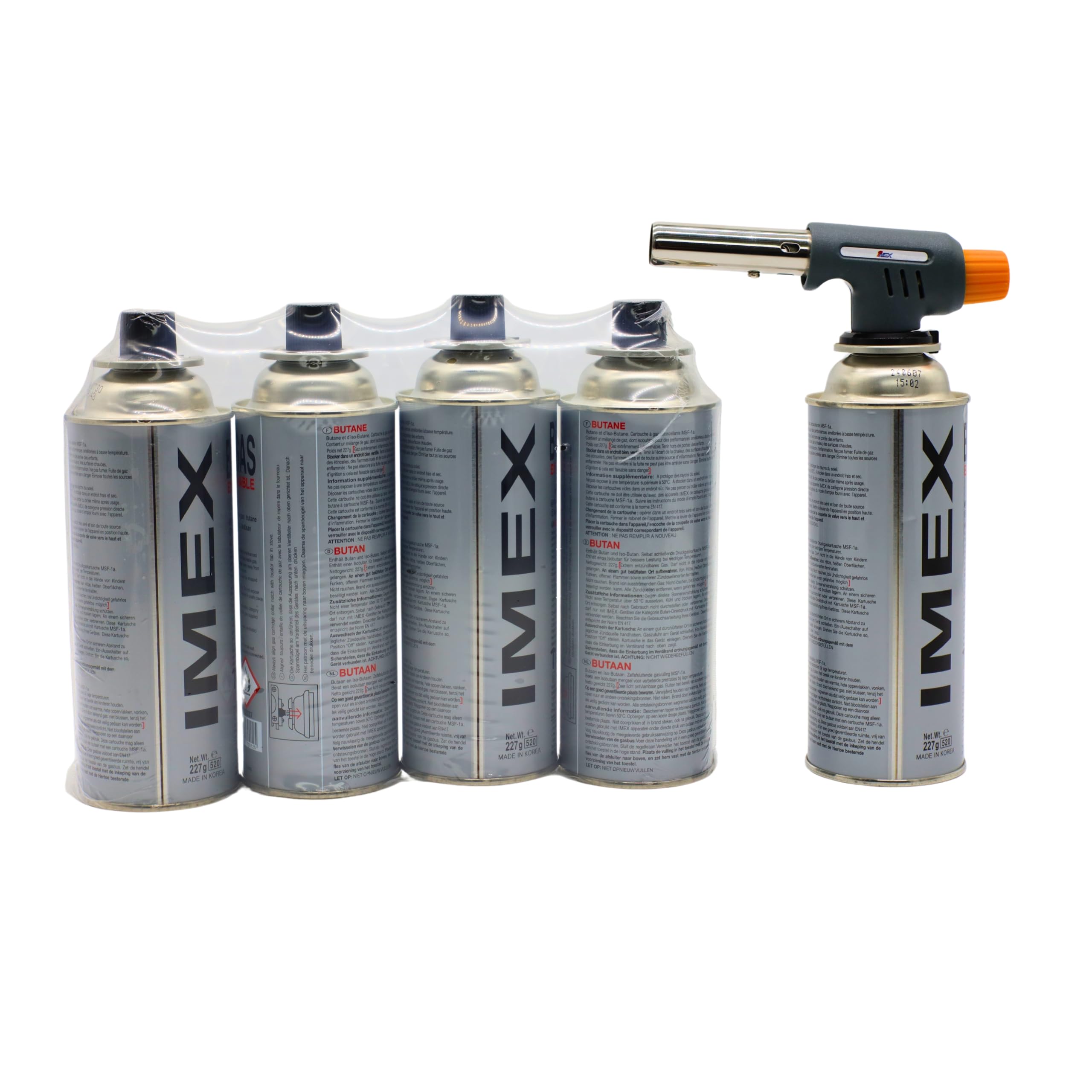 i-mex Imex Bunsen - Soplete de soldadura Piezo (juego de 4 cartuchos de gas)