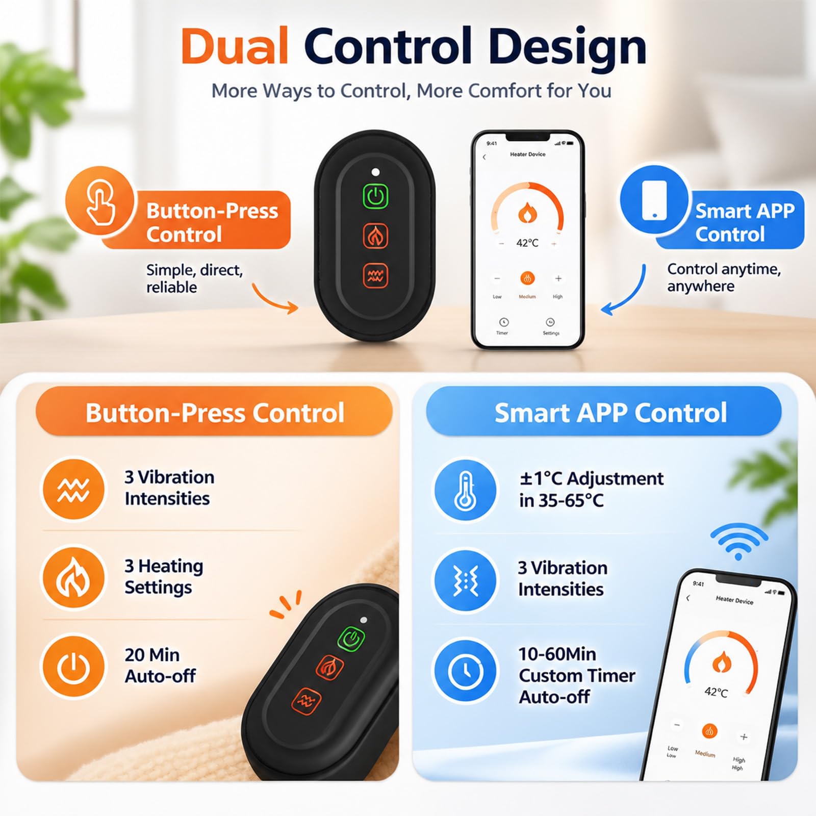 Fußmassagegerät Elektrisch Kabellos 2 Stück mit Wärme und Vibration