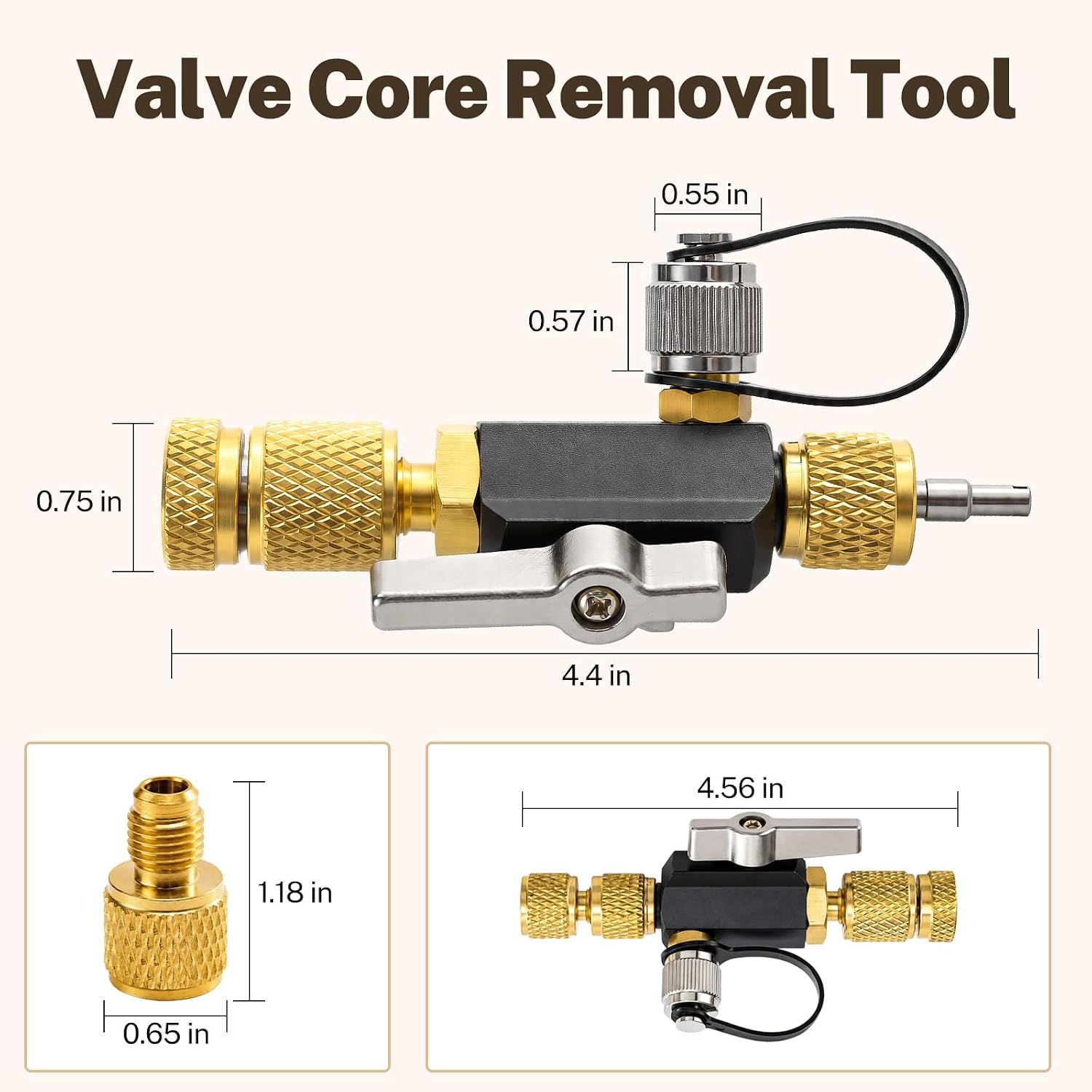 HVAC Valve Core Remover 1/4" 5/16" Dual High Pressure Tool