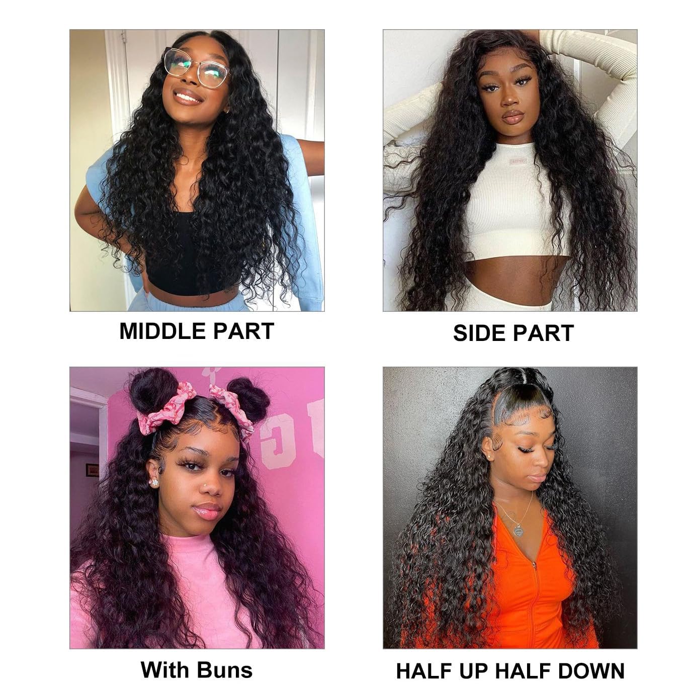 Water Wave 3 Bundles with Closure 100% Unprocessed Brazilian Water Curly Human Hair Weave with 4x4 Free Part Lace Closure Natural Color (12 14 16+10,Bundles with Closure)