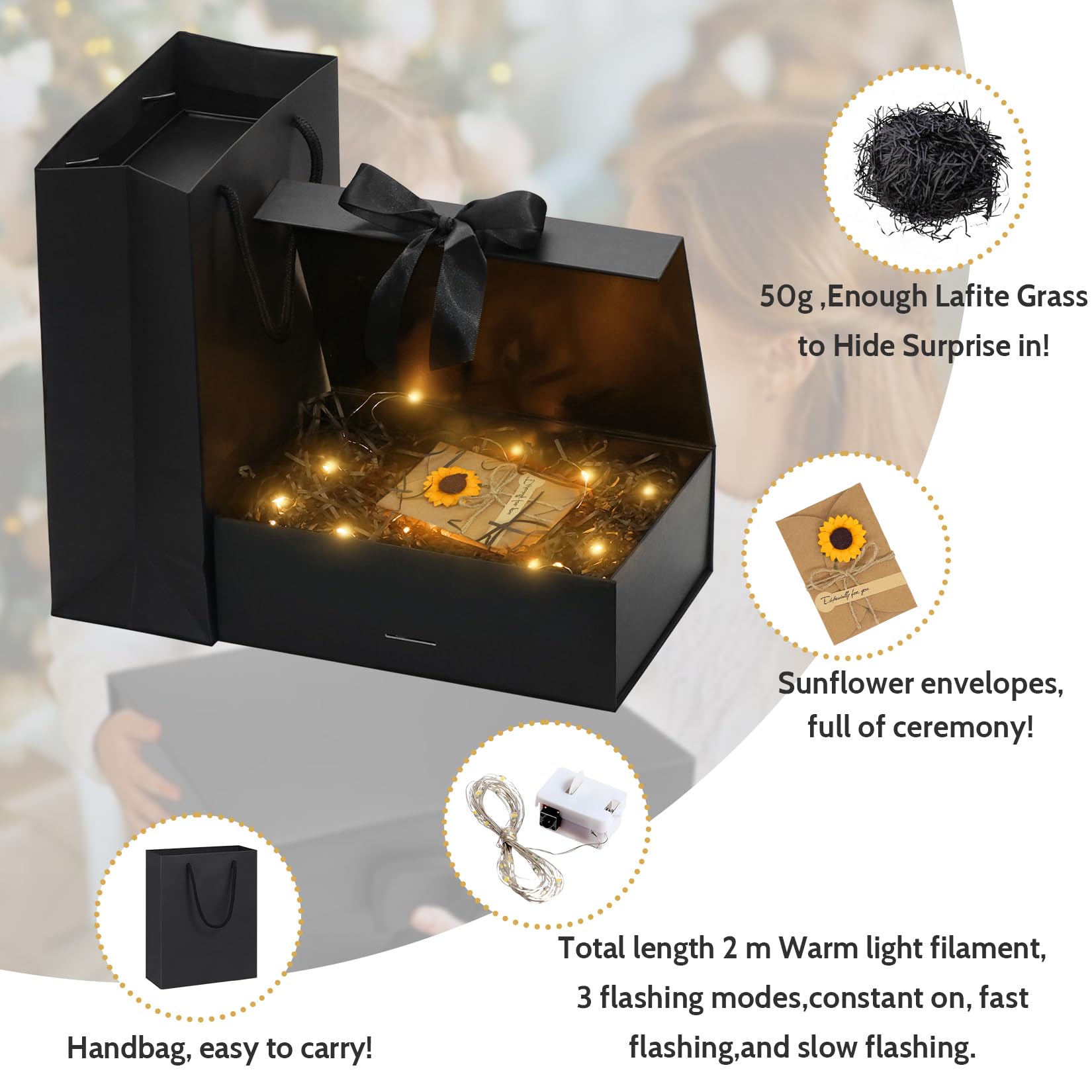 3er-Set Geschenkbox Mit Deckel & Schleife – Elegant, Faltbar, Inkl. Bastpapier & Karte | Perfekt Für Weihnachten, Geburtstag & Mehr