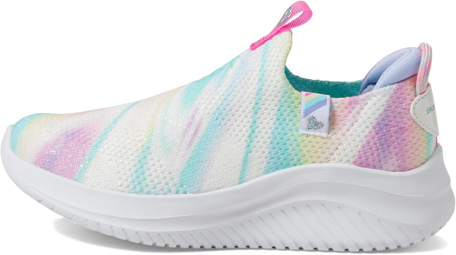 Skechers Kids Girls Ultra Flex 3.0-Color Me Sleek Sneaker, White/Multi, 10.5 Little Kid