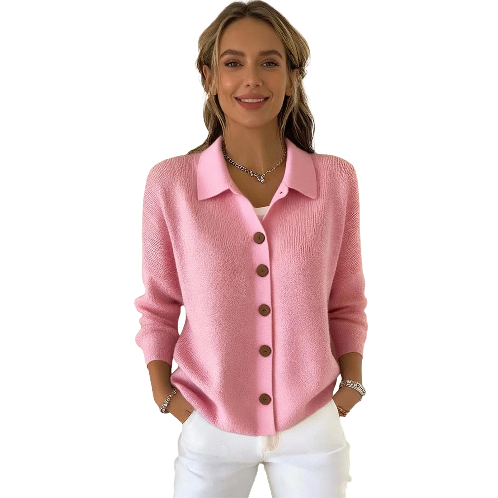 Plus Size Cardigan Sweaters for Women Trendy Lapel Button Down Cardigan Sweater Cute Knitted Sweater Cozy Fall Cardigans
