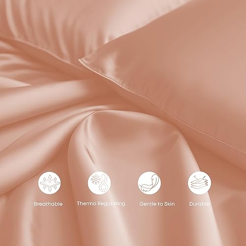 Miniatura 5 de LINENWALAS - Sábana encimera tamaño Queen, rayón derivado de la seda de bambú, sábana de cama transpirable y refrescante de primera calidad, sábana